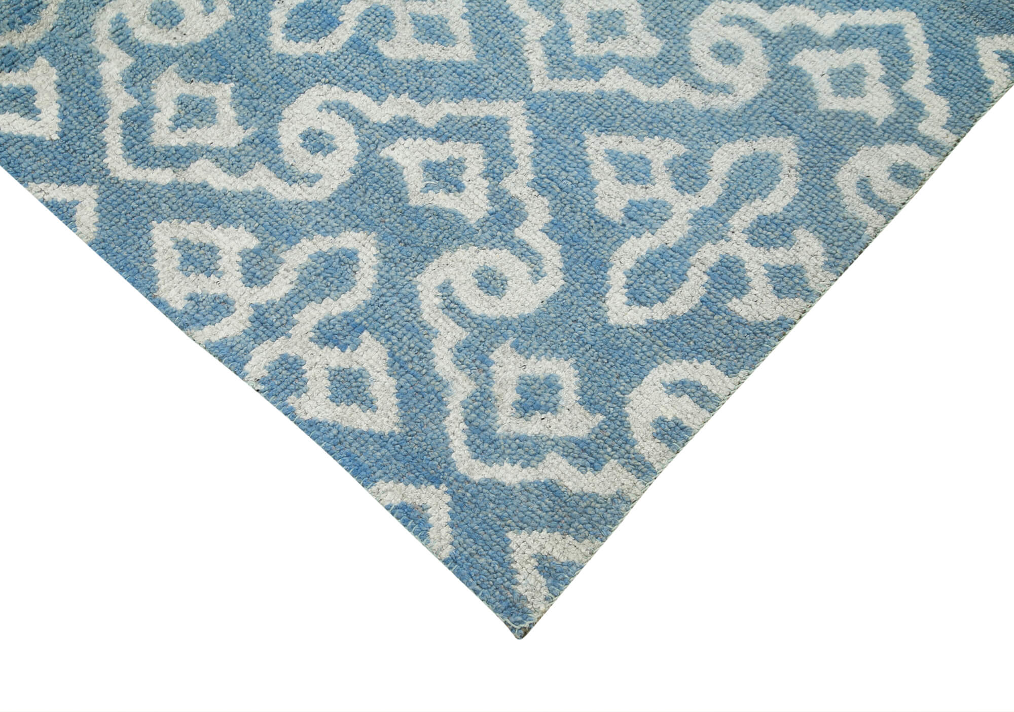 Handmade Wool Rug – Blue Geometric Rug | Durable Wool Cotton Blend Carpet
