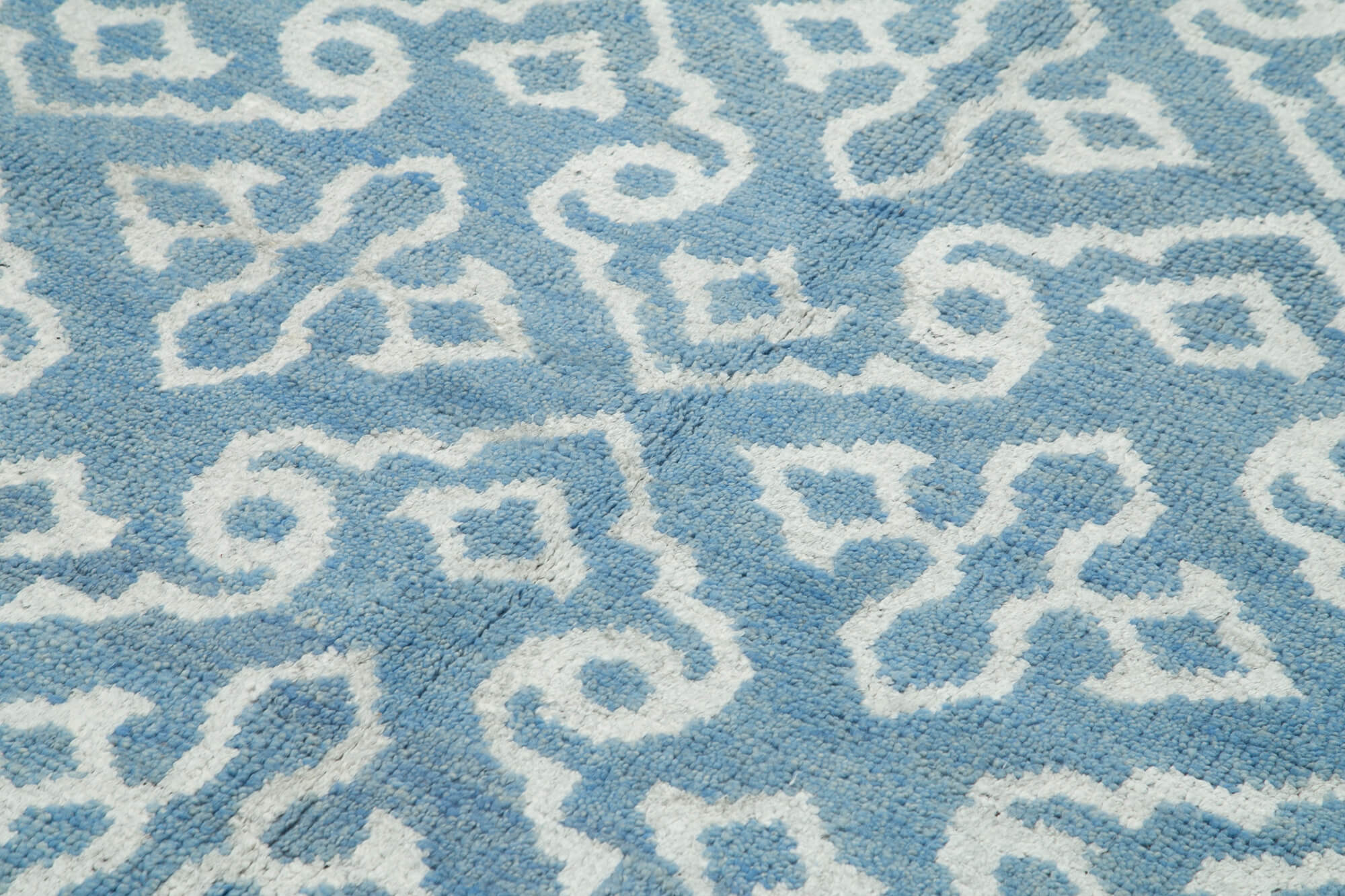 Handmade Wool Rug – Blue Geometric Rug | Durable Wool Cotton Blend Carpet