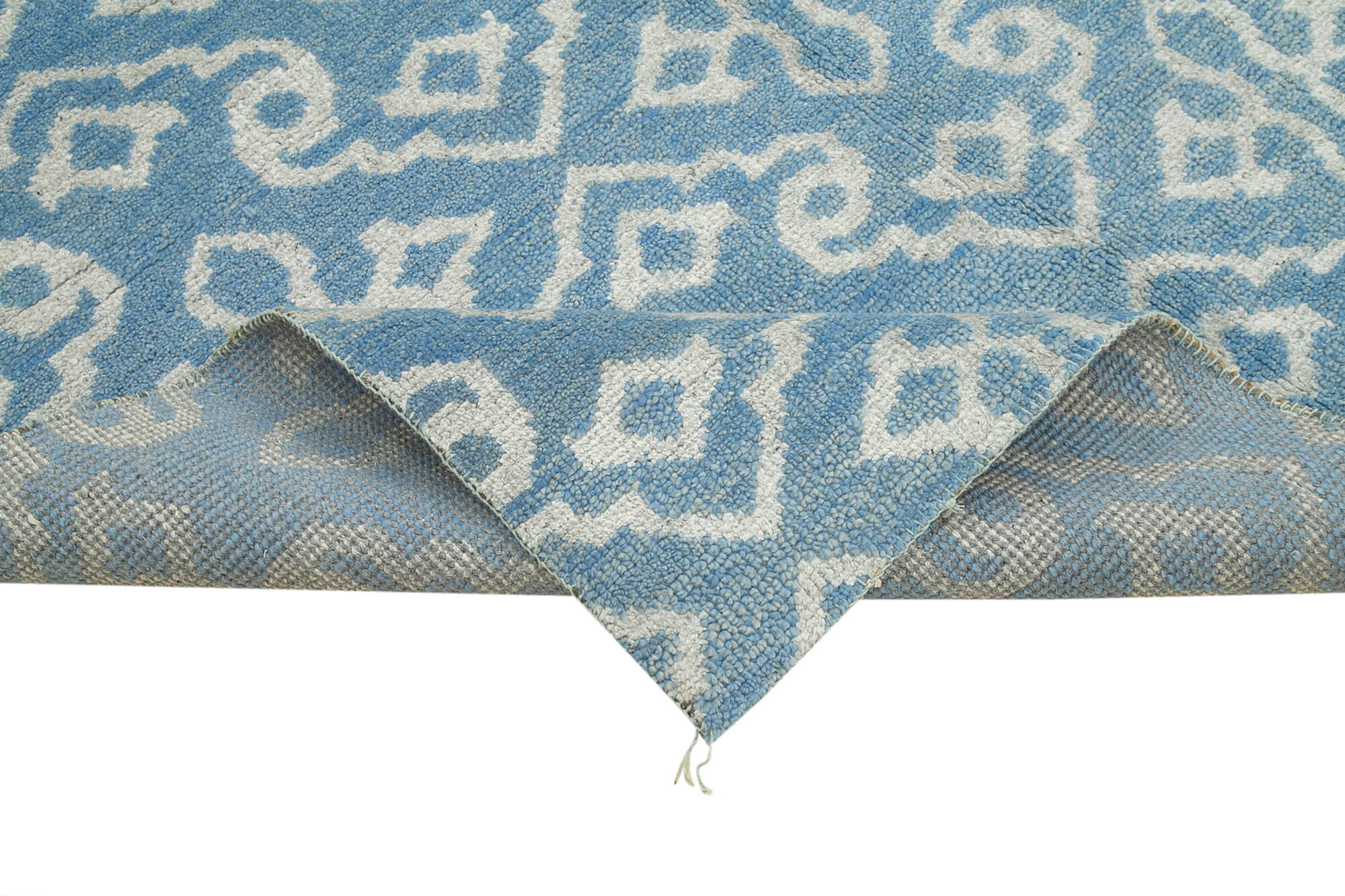 Handmade Wool Rug – Blue Geometric Rug | Durable Wool Cotton Blend Carpet