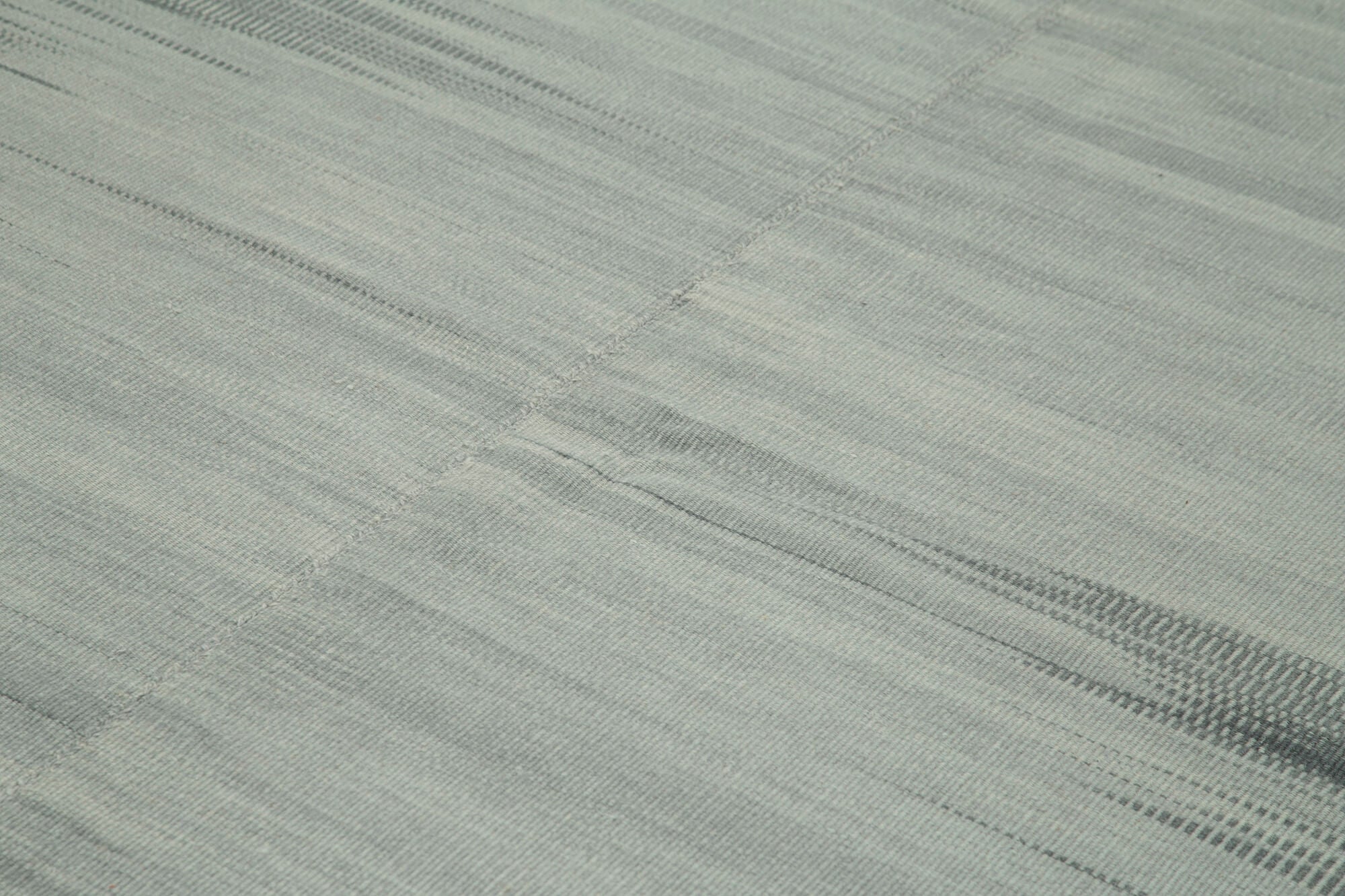 Handmade Area Rug – Grey Striped Turkish Kilim Cotton Wool Carpet 9'10''x12'8''