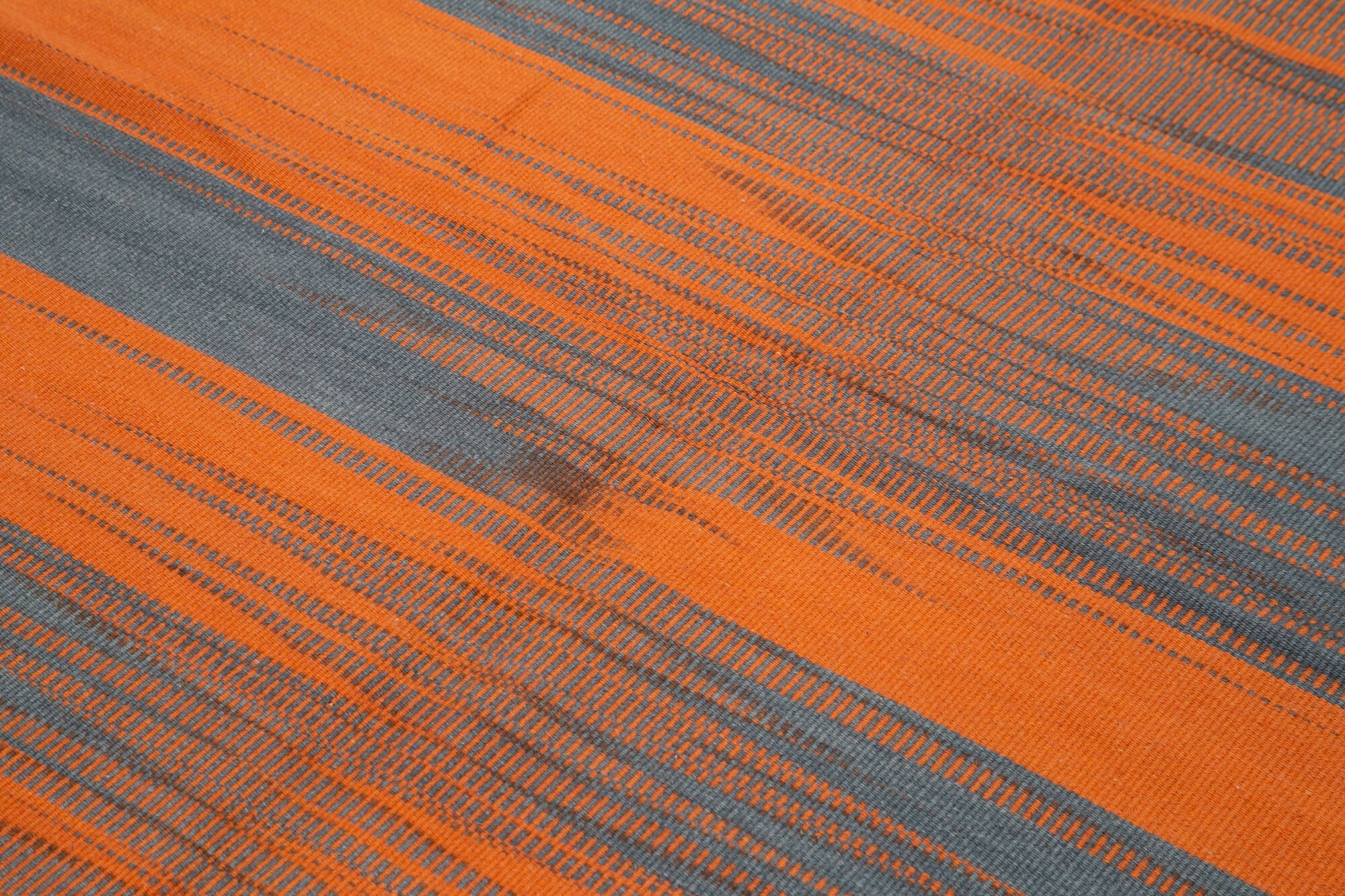 Handmade Area Rug – Orange Striped Cotton Wool Vintage Kilim Carpet 5'10''x8'5''