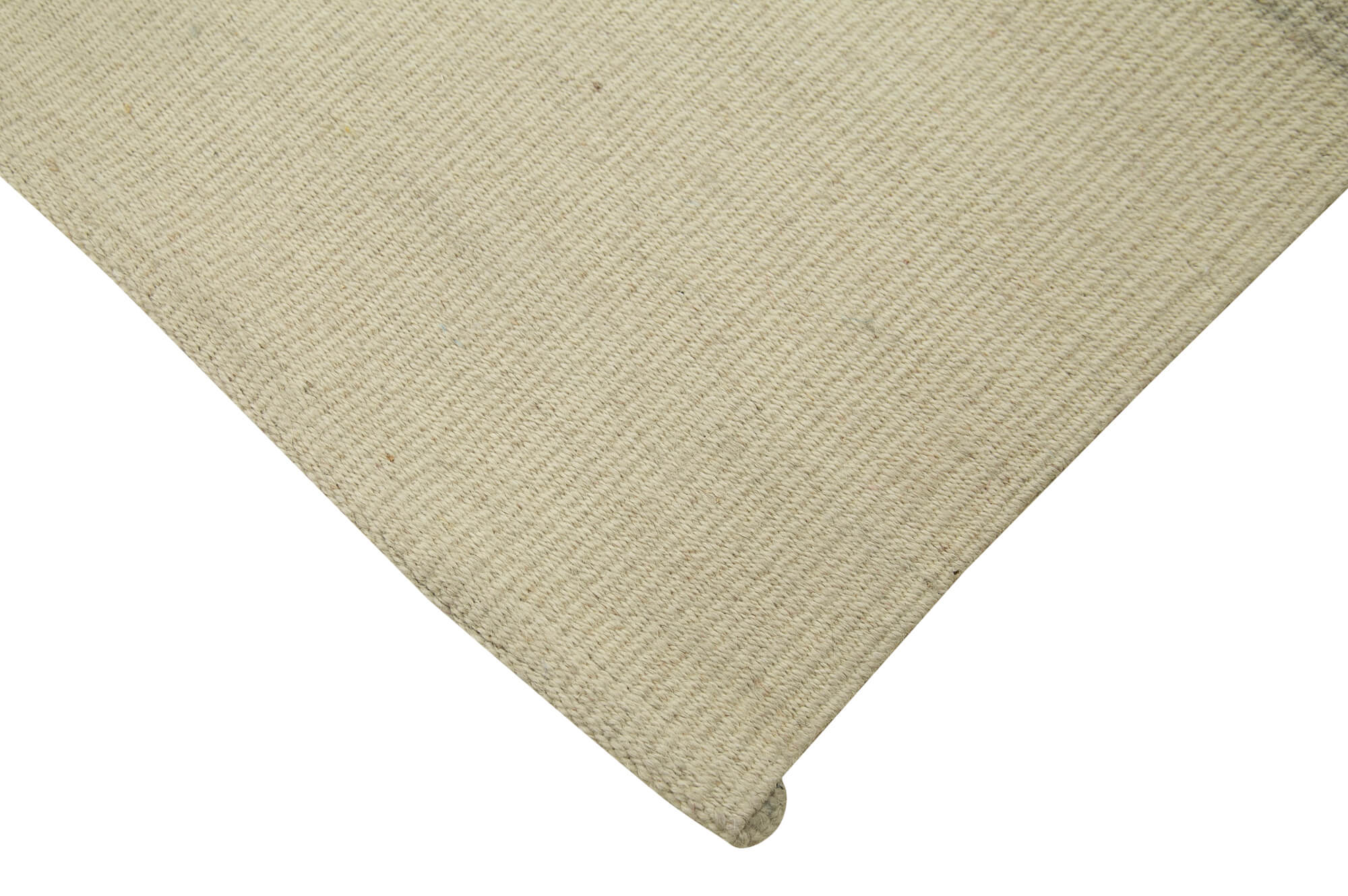 Handmade Cotton Wool Rug – White Striped Vintage Area Rug 6'x9'2'' | Turkish Kilim Carpet