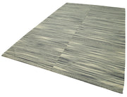 Handmade Area Rug - Beige Striped Kilim Cotton Wool Rug 6'8'' x 10'5''