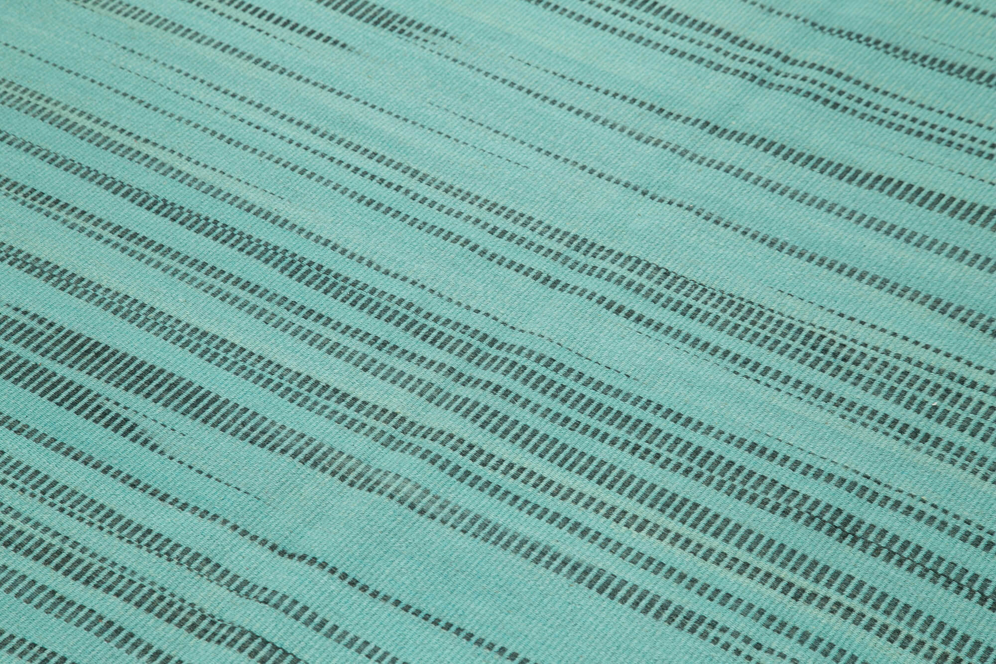 Handmade Area Rug - Turquoise Striped Wool Cotton Vintage Kilim Carpet 6'x9'
