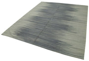Handmade Wool Area Rug – Grey Striped Rug | Hand Woven Kilim Cotton Wool Carpet 6'9''x8'0''