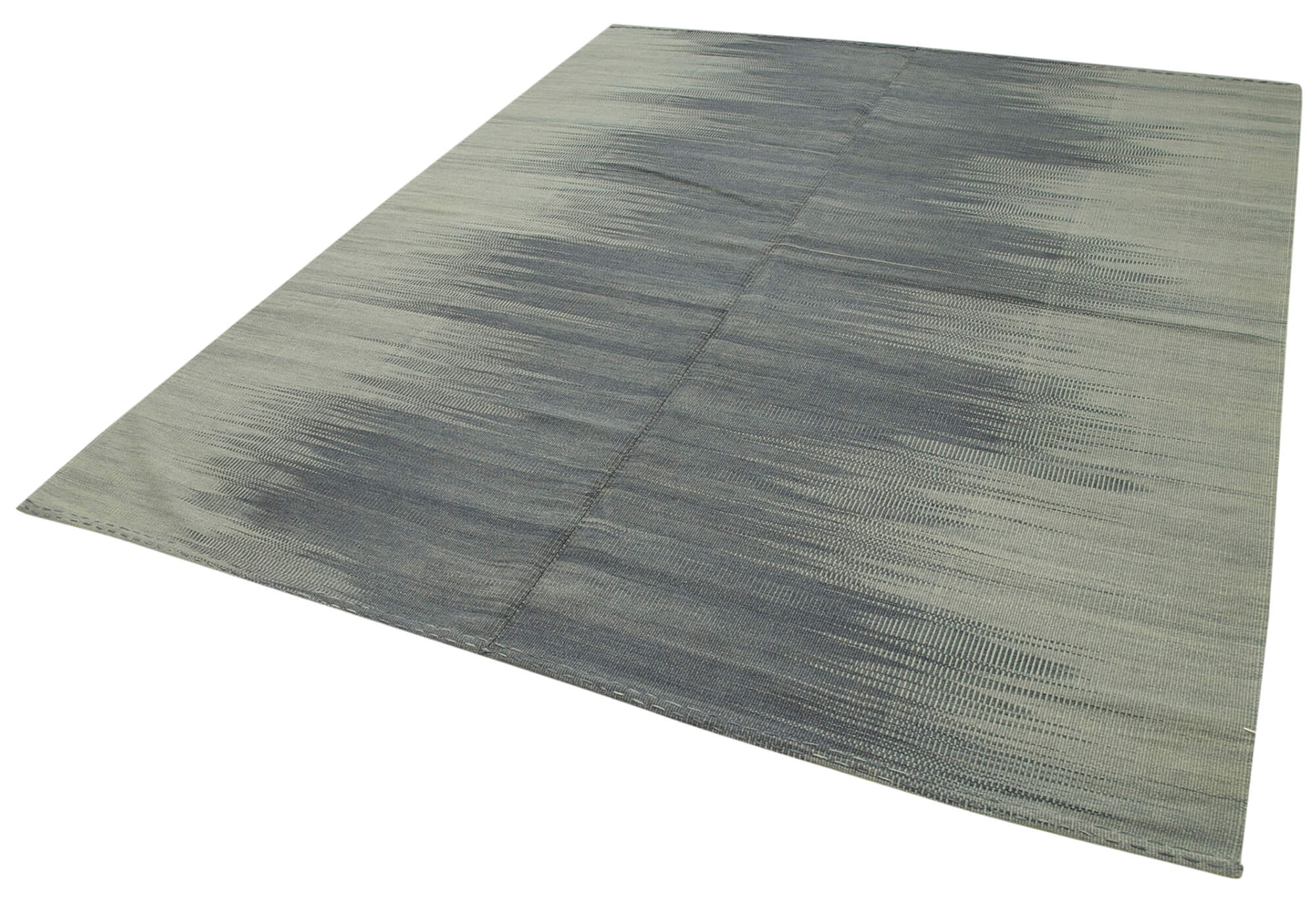 Handmade Wool Area Rug – Grey Striped Rug | Hand Woven Kilim Cotton Wool Carpet 6'9''x8'0''