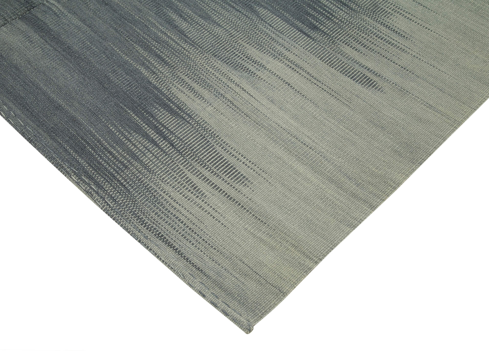 Handmade Wool Area Rug – Grey Striped Rug | Hand Woven Kilim Cotton Wool Carpet 6'9''x8'0''