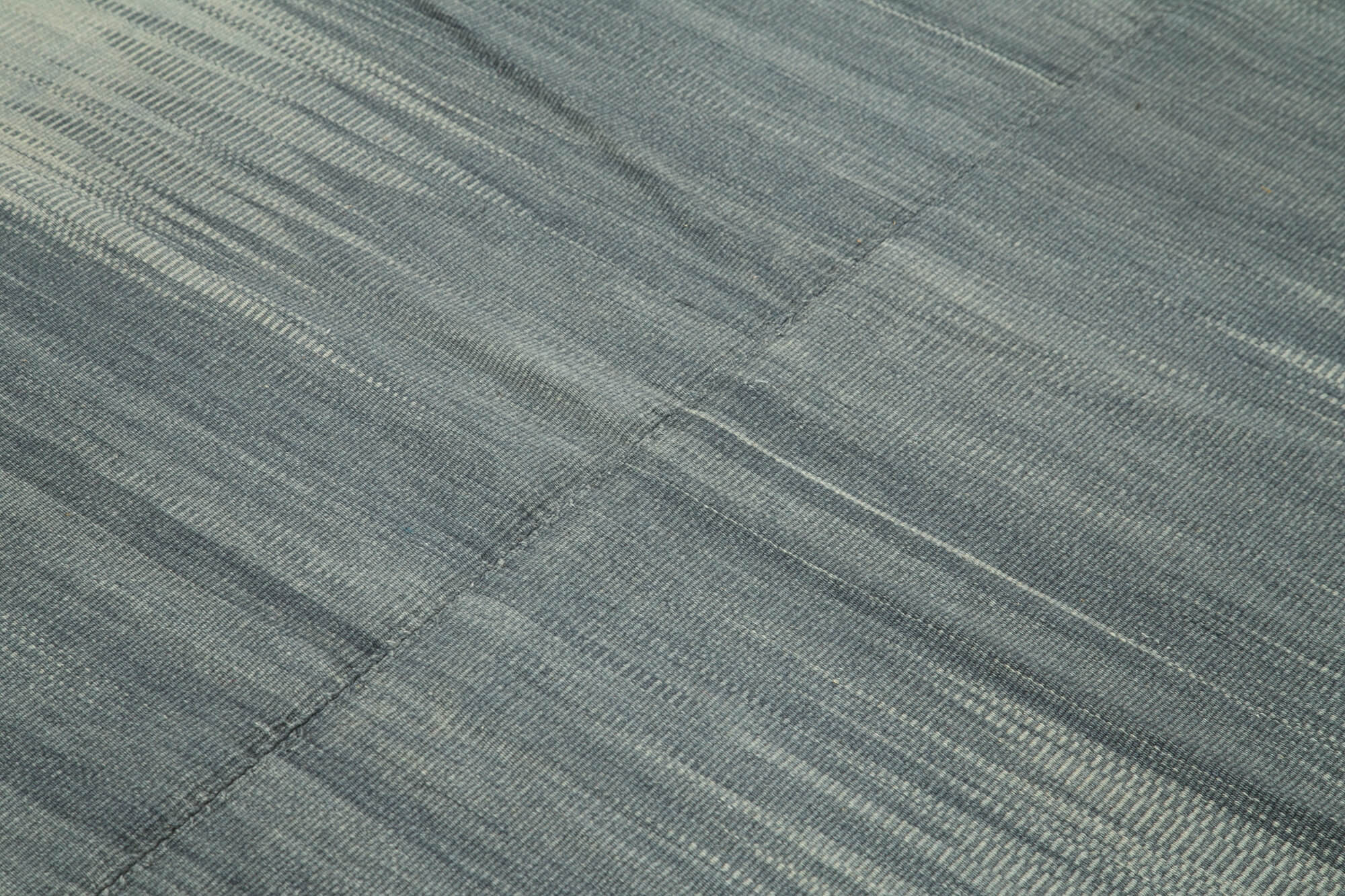 Handmade Wool Area Rug – Grey Striped Rug | Hand Woven Kilim Cotton Wool Carpet 6'9''x8'0''