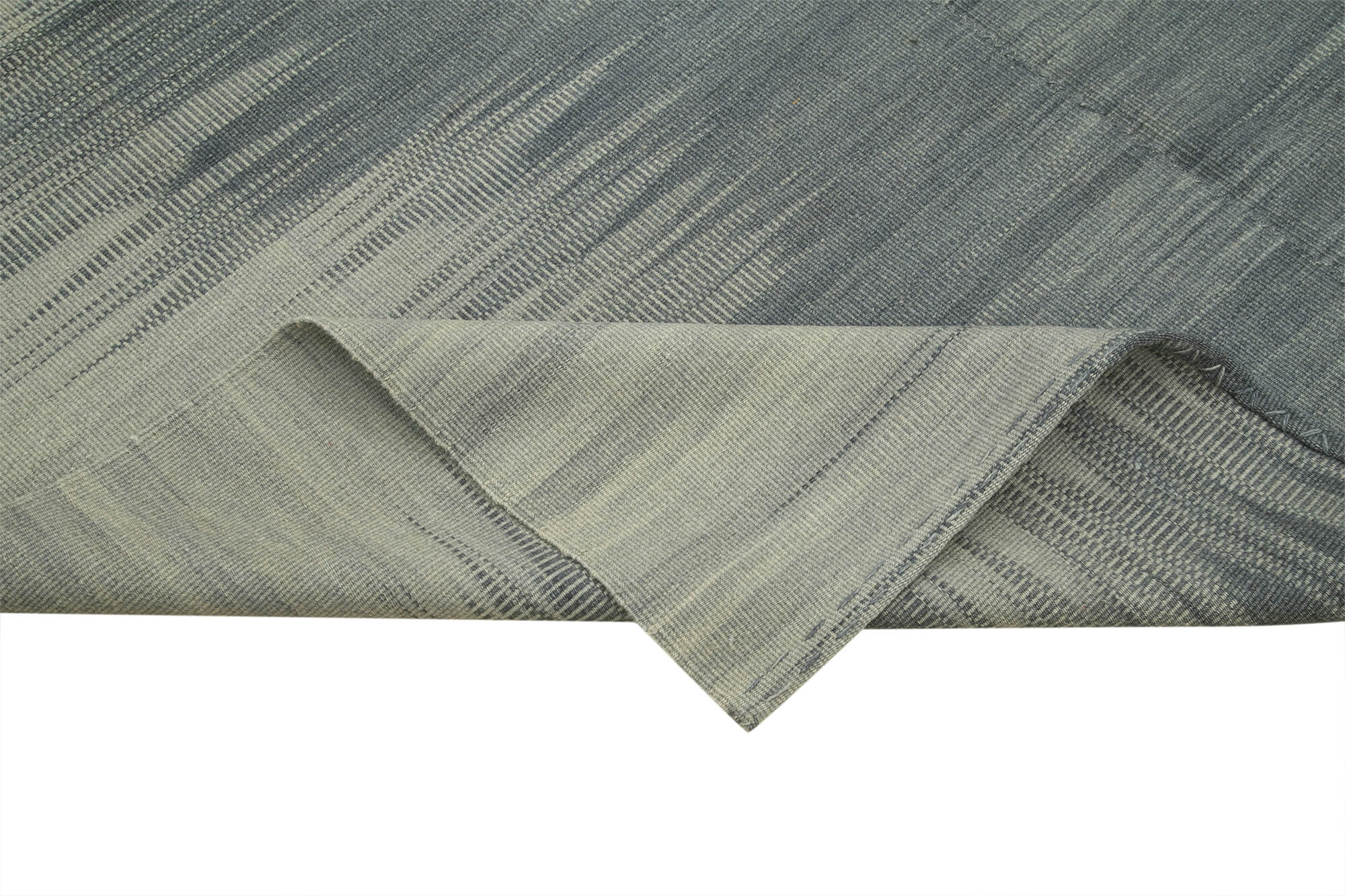 Handmade Wool Area Rug – Grey Striped Rug | Hand Woven Kilim Cotton Wool Carpet 6'9''x8'0''