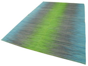 Handmade Area Rug – White Striped Cotton Wool Kilim, Hand Woven Carpet 6'6" x 9'10"