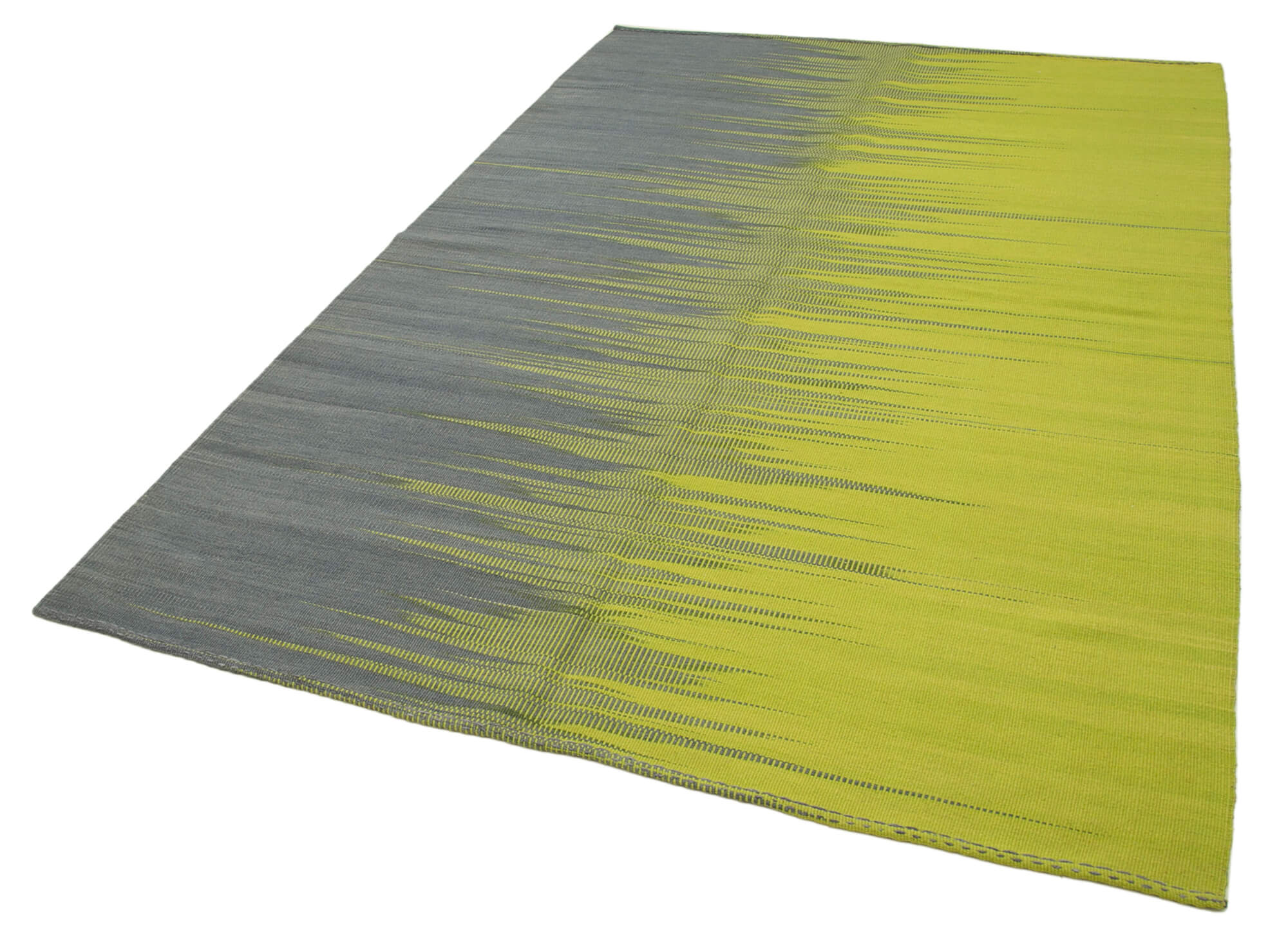 Handmade Area Rug – Grey Striped Cotton Wool Kilim, Vintage Turkish Carpet 5'10''x8'8''