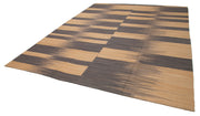 Handmade Area Rug – White Striped Cotton Wool Kilim Carpet 9'8''x12'4''