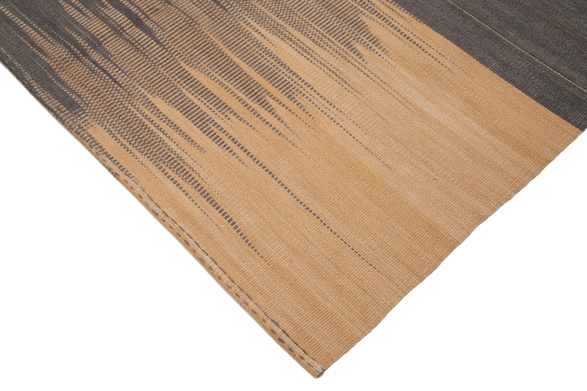 Handmade Area Rug – White Striped Cotton Wool Kilim Carpet 9'8''x12'4''