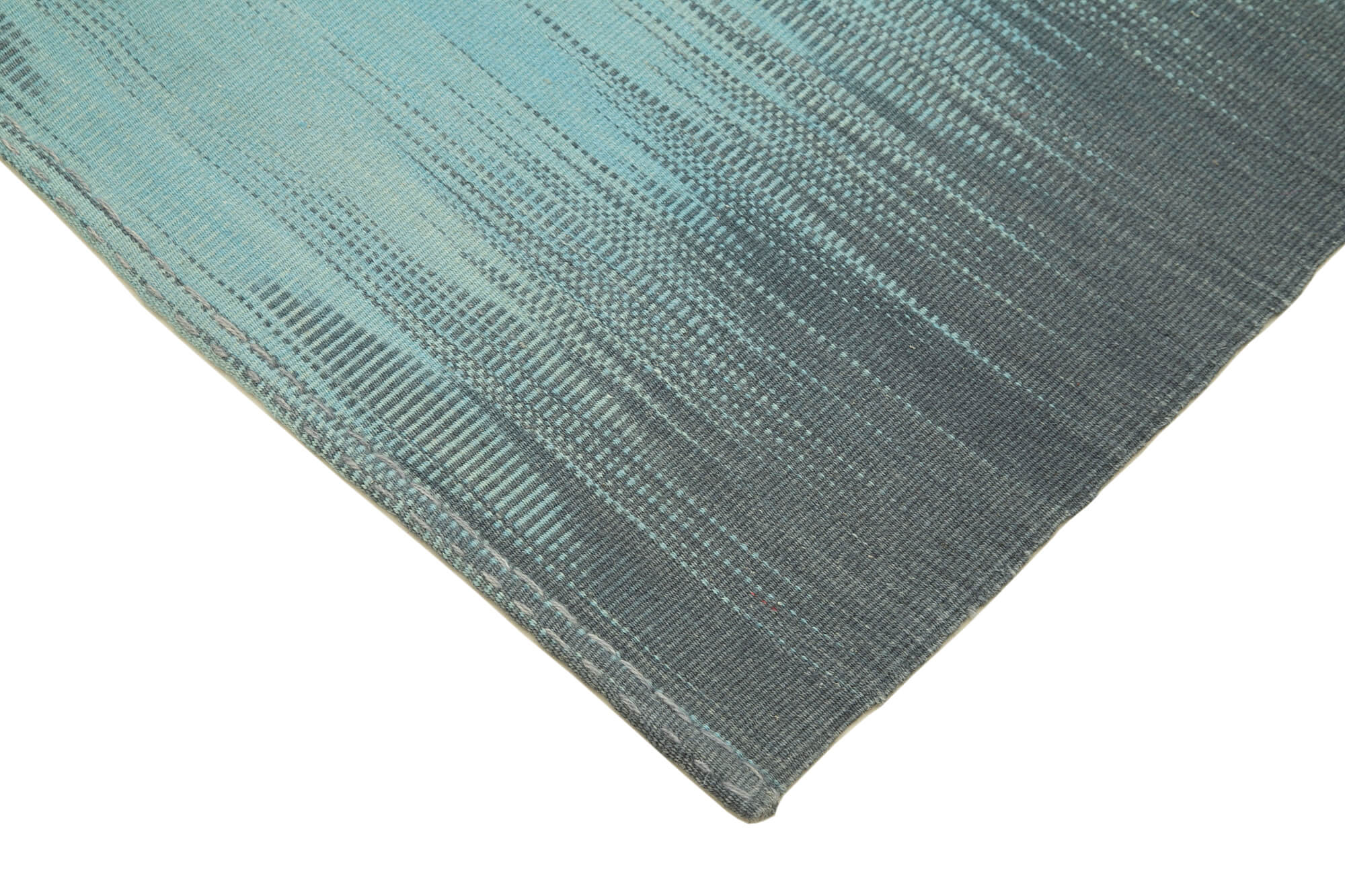Handmade Area Rug – Grey Striped Cotton Wool Vintage Turkish Carpet 3'5''x13'6''
