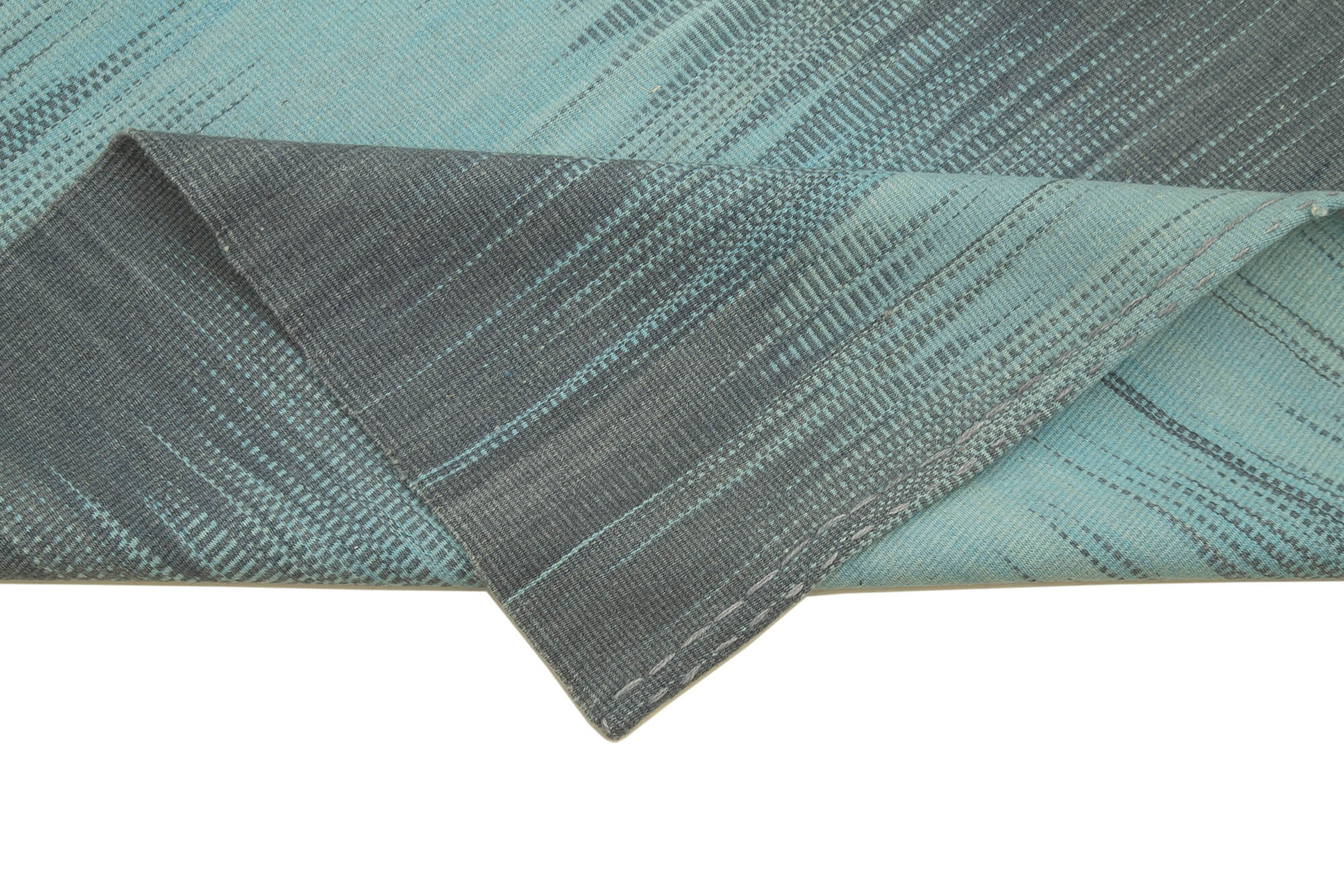 Handmade Area Rug – Grey Striped Cotton Wool Vintage Turkish Carpet 3'5''x13'6''
