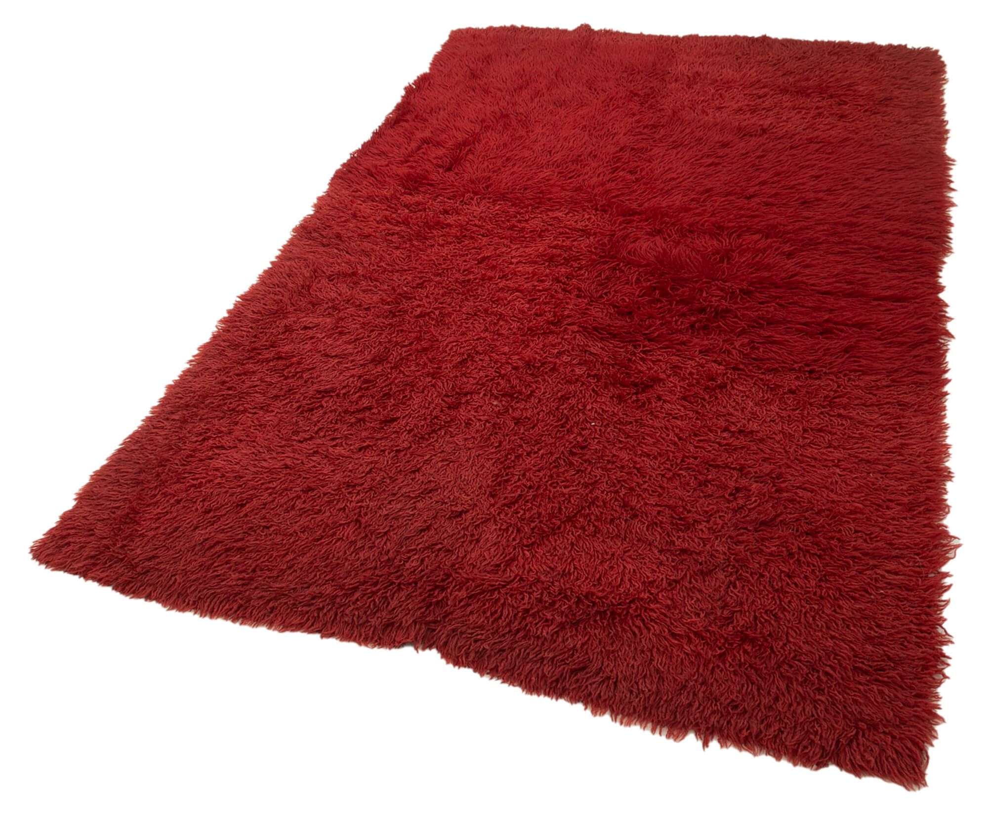Handmade Wool Area Rug - Red Vintage Carpet 4x7 Feet | Shaggy Cotton Rug