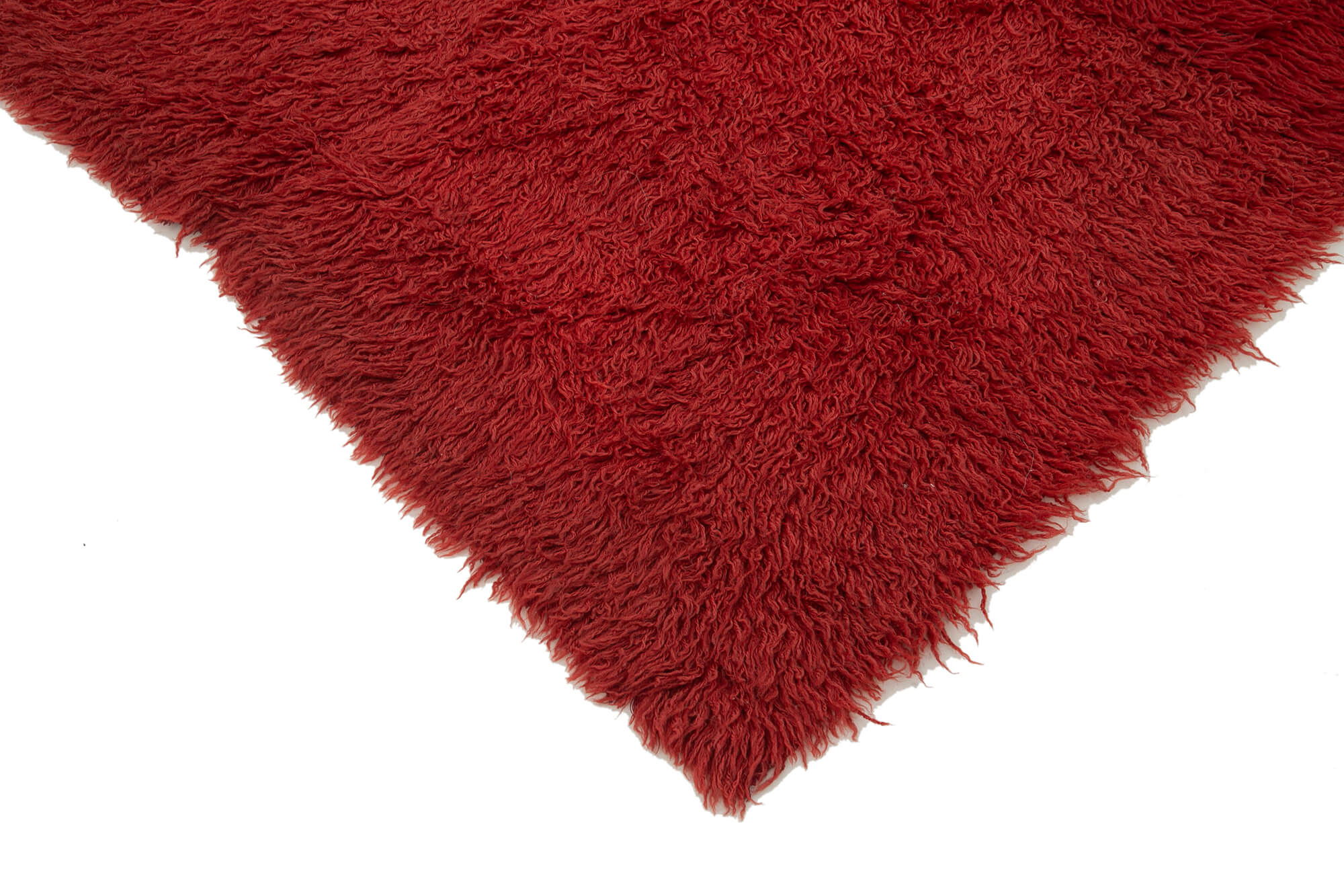 Handmade Wool Area Rug - Red Vintage Carpet 4x7 Feet | Shaggy Cotton Rug