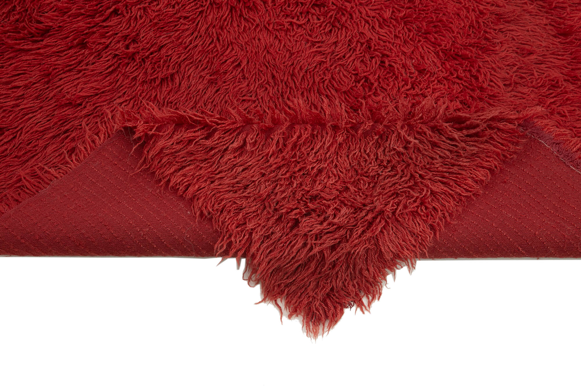 Handmade Wool Area Rug - Red Vintage Carpet 4x7 Feet | Shaggy Cotton Rug