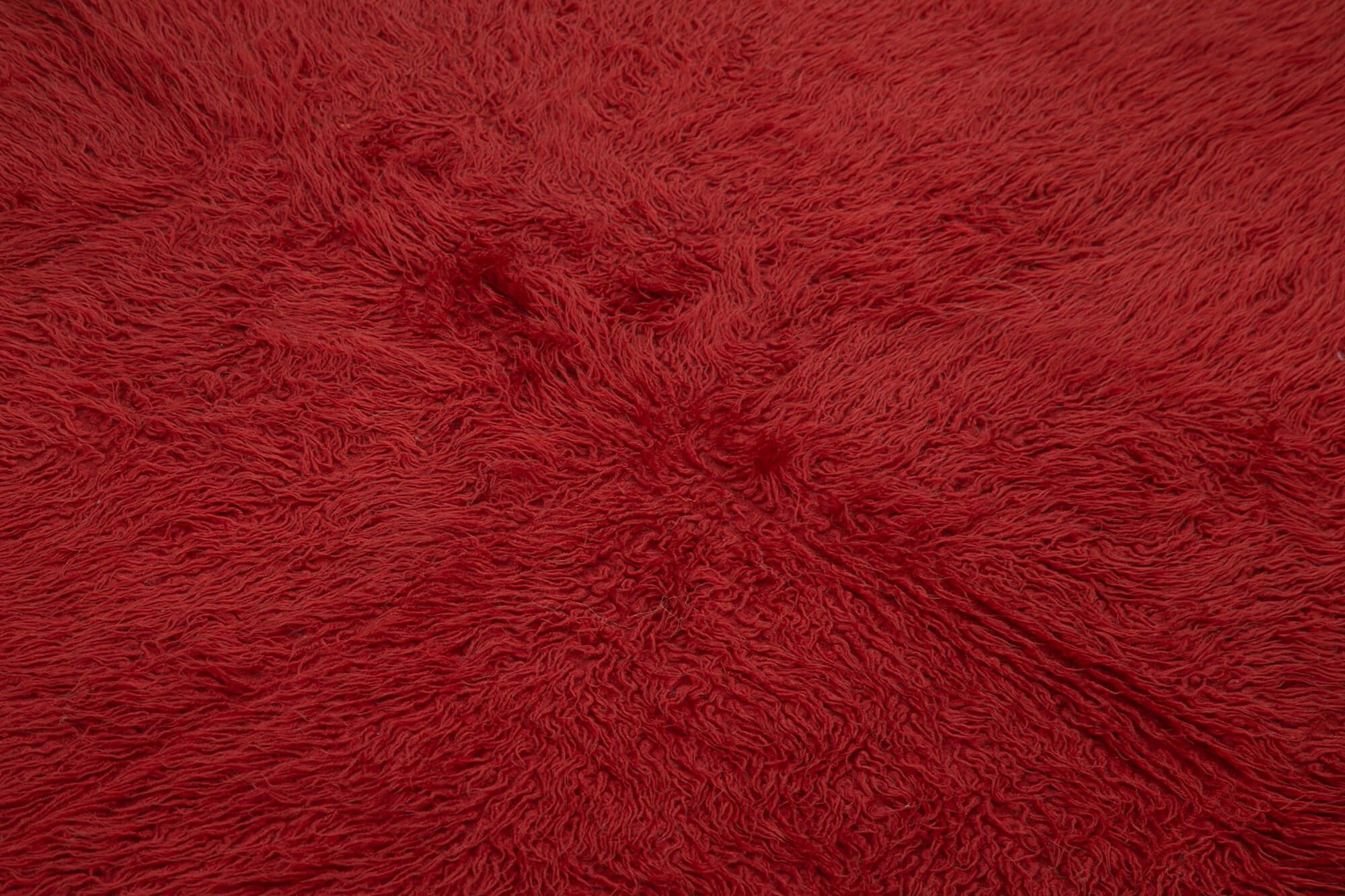 Handmade Wool Area Rug - Red Shaggy Cotton Rug 6x8 Feet | Vintage Turkish Carpet