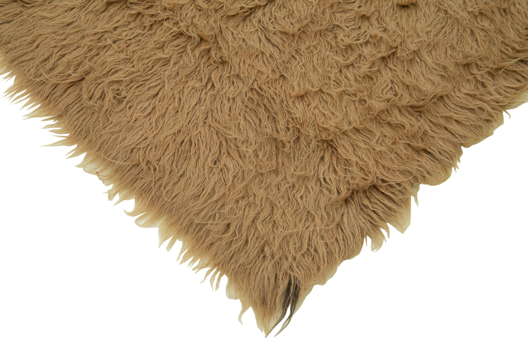 Handmade Wool Area Rug - Brown Vintage Carpet 2x10 Runner with Shaggy Cotton Texture