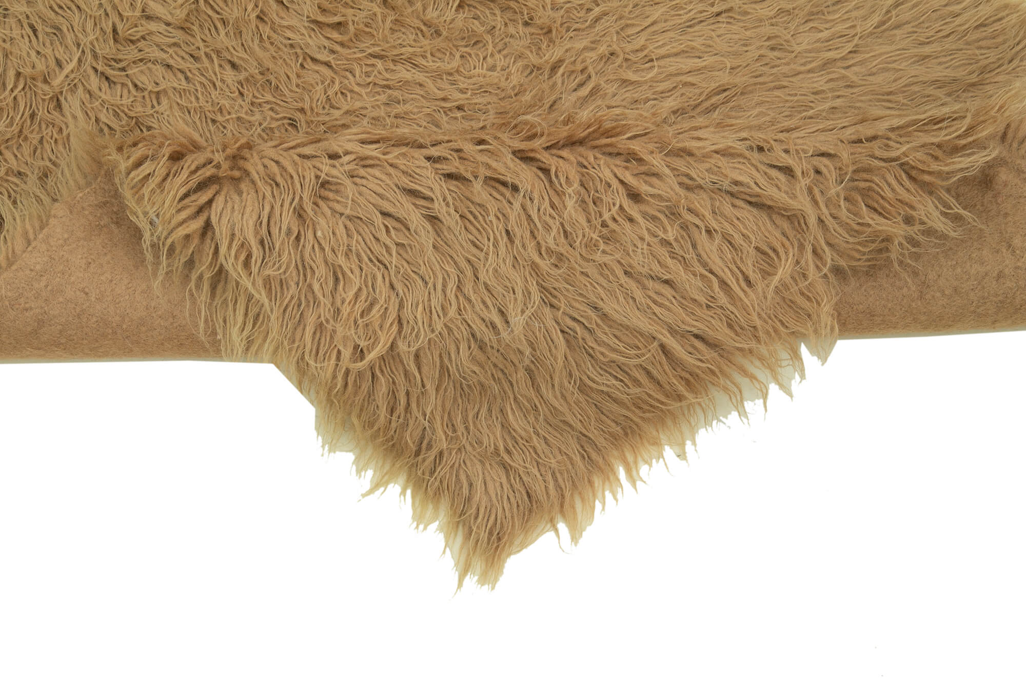 Handmade Wool Area Rug - Brown Vintage Carpet 2x10 Runner with Shaggy Cotton Texture