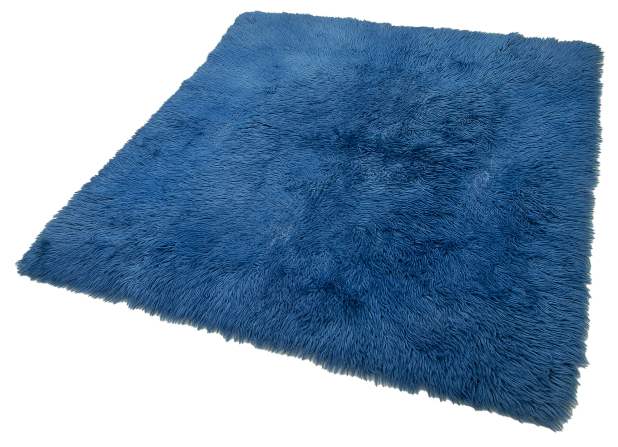 Handmade Wool Area Rug - Blue Shaggy Rug 4x5 Feet | Durable Cotton Wool Carpet