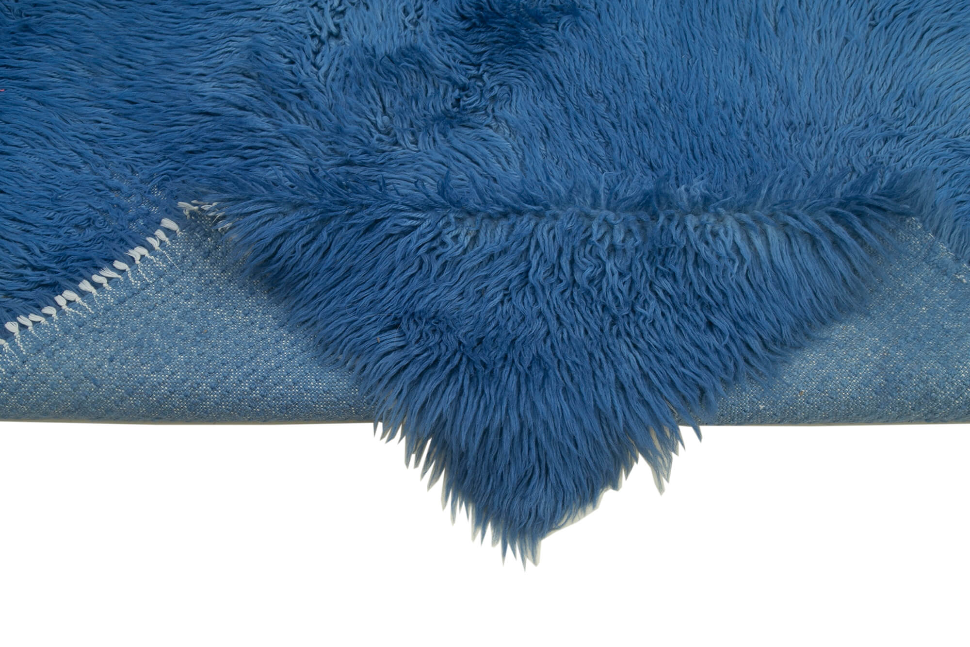 Handmade Wool Area Rug - Blue Shaggy Rug 4x5 Feet | Durable Cotton Wool Carpet