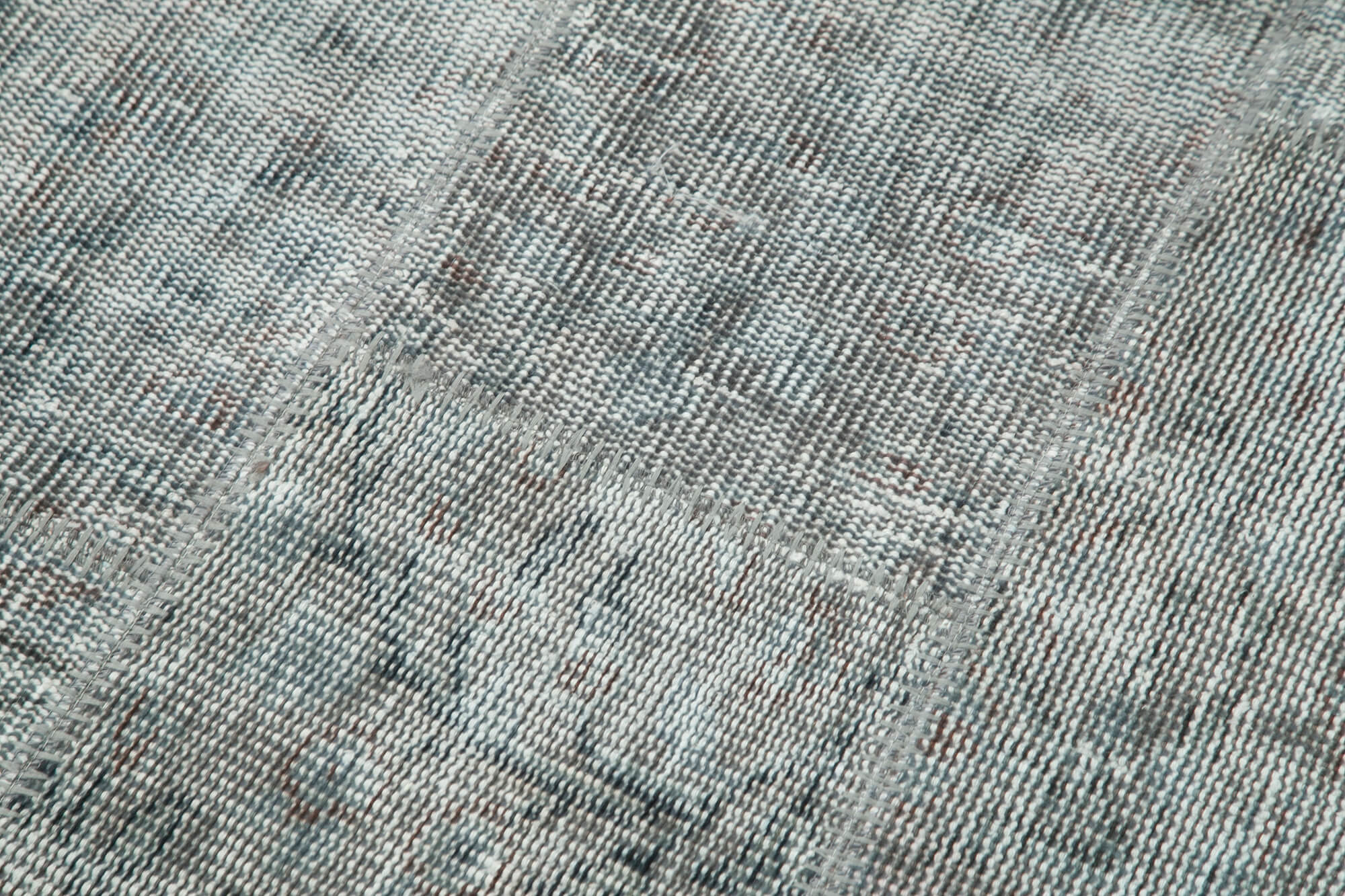 Handmade Wool Area Rug - Grey Patchwork Carpet | Durable Cotton Rug 2'9''x8'2''