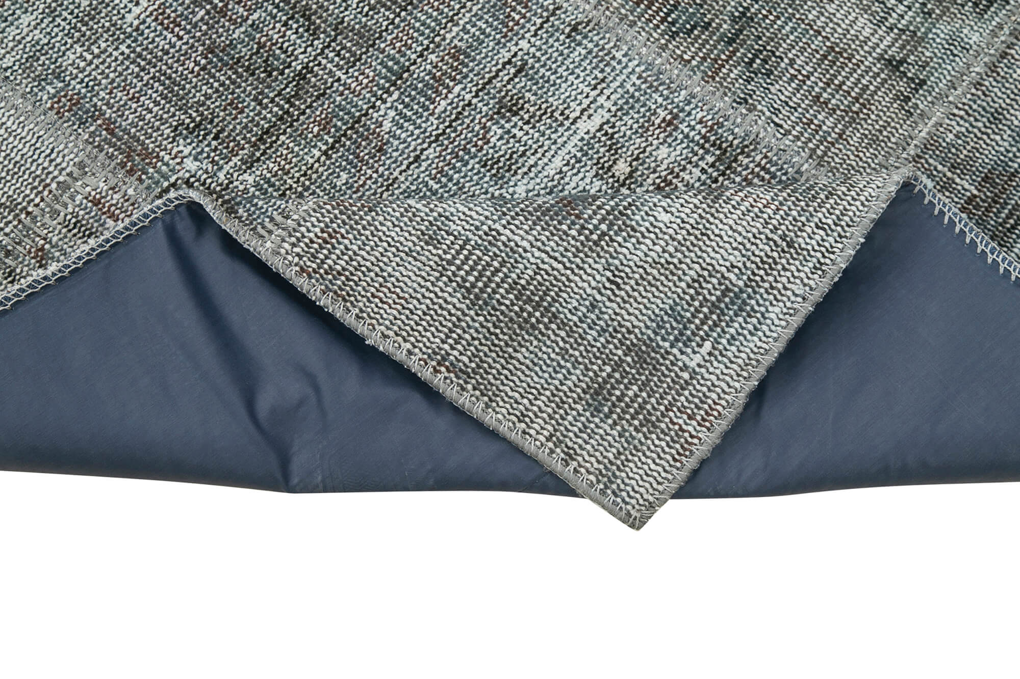 Handmade Wool Area Rug - Grey Patchwork Carpet | Durable Cotton Rug 2'9''x8'2''