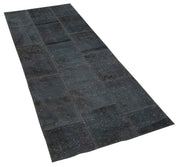Handmade Patchwork Rug - Kirk Yama Anthracite Cotton Wool Area Rug 2'10''x7'1''