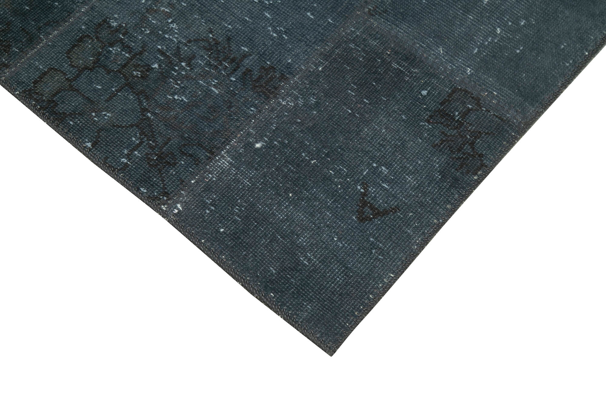 Handmade Patchwork Rug - Kirk Yama Anthracite Cotton Wool Area Rug 2'10''x7'1''