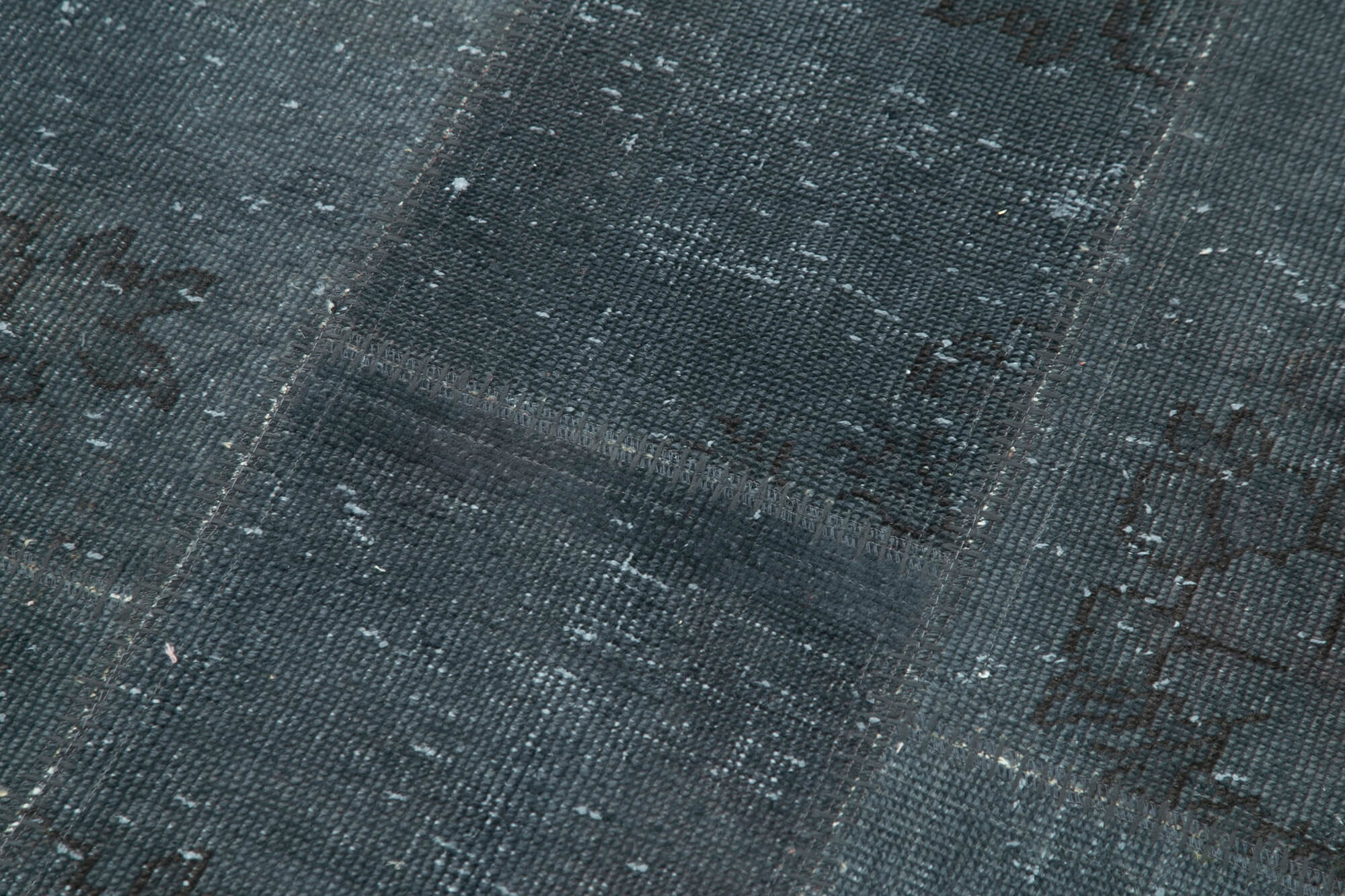 Handmade Patchwork Rug - Kirk Yama Anthracite Cotton Wool Area Rug 2'10''x7'1''
