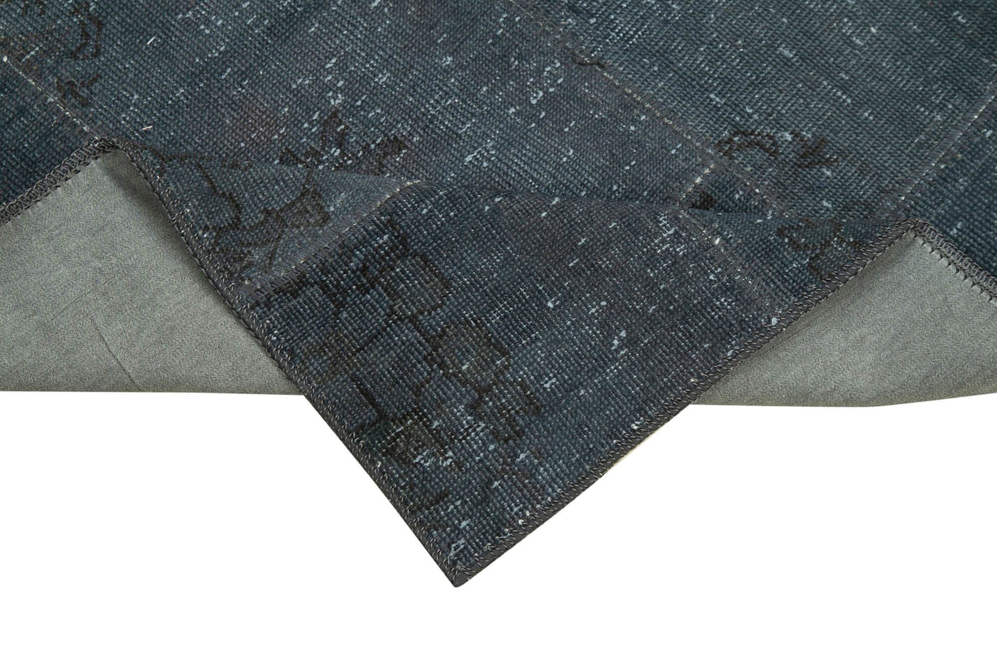 Handmade Patchwork Rug - Kirk Yama Anthracite Cotton Wool Area Rug 2'10''x7'1''