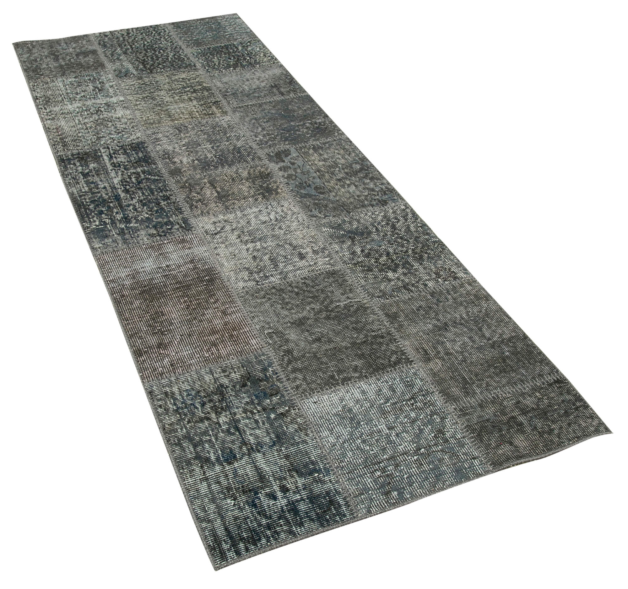 Handmade Patchwork Rug - Kirk Yama Grey Cotton Wool Area Rug 2'10'' x 7'5''