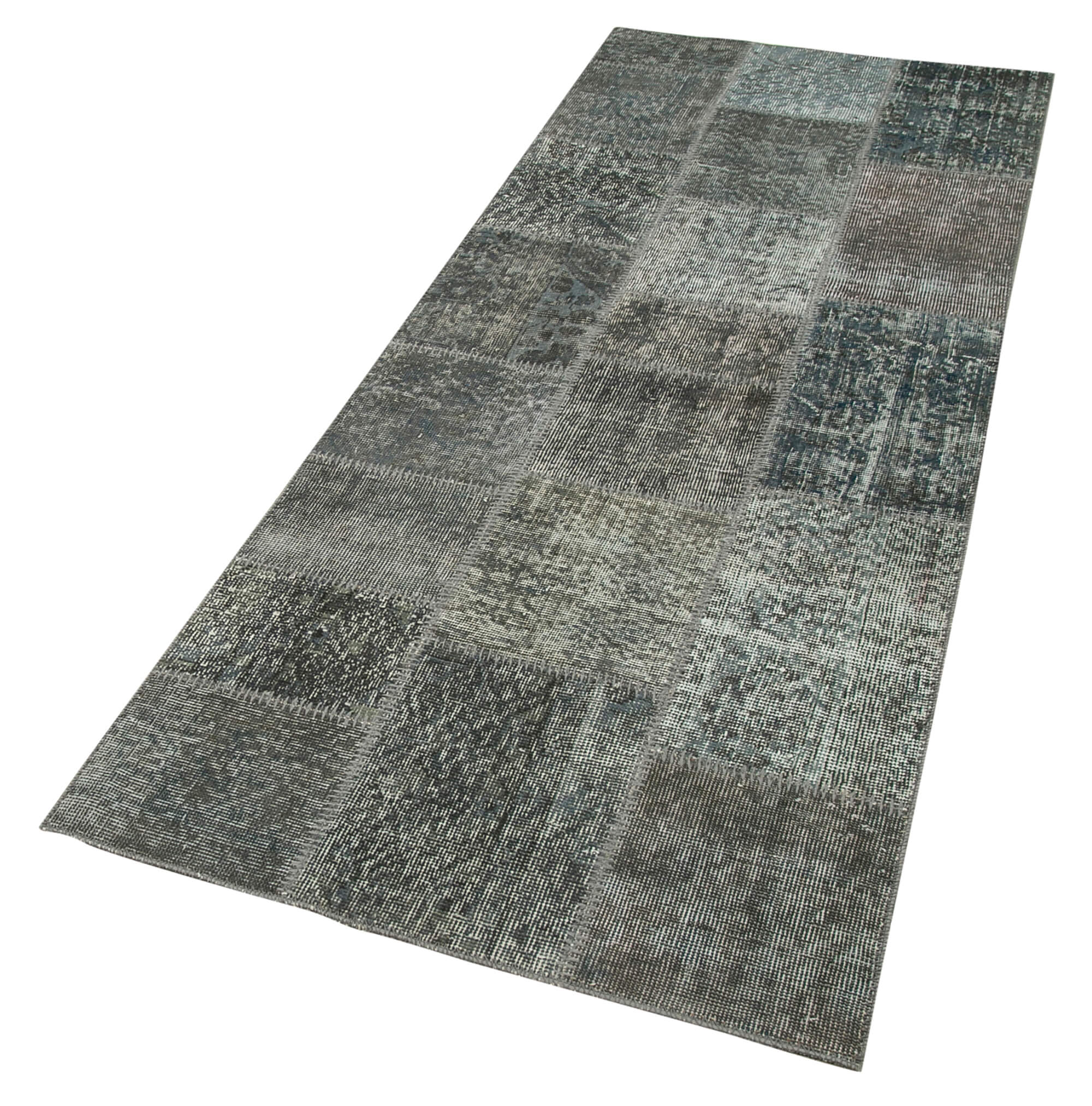 Handmade Patchwork Rug - Kirk Yama Grey Cotton Wool Area Rug 2'10'' x 7'5''