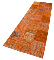 Handmade Patchwork Rug - Kirk Yama Orange Cotton Wool Vintage Area Rug 2'9''x9'9''