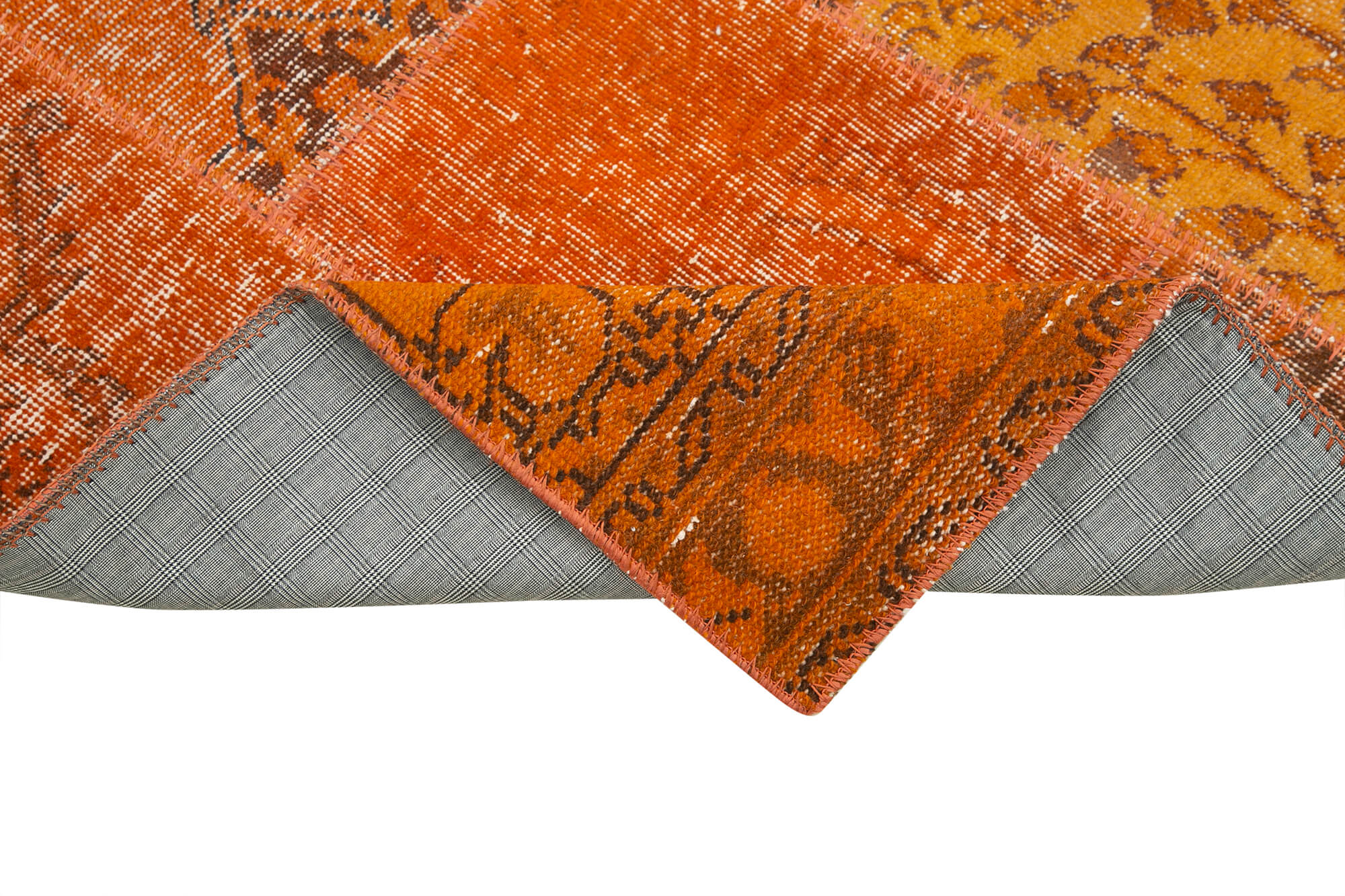Handmade Patchwork Rug - Kirk Yama Orange Cotton Wool Vintage Area Rug 2'9''x9'9''
