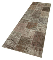 Handmade Wool Area Rug – Brown Patchwork Style Carpet | Durable Cotton Wool Rug 2'9''x9'10''