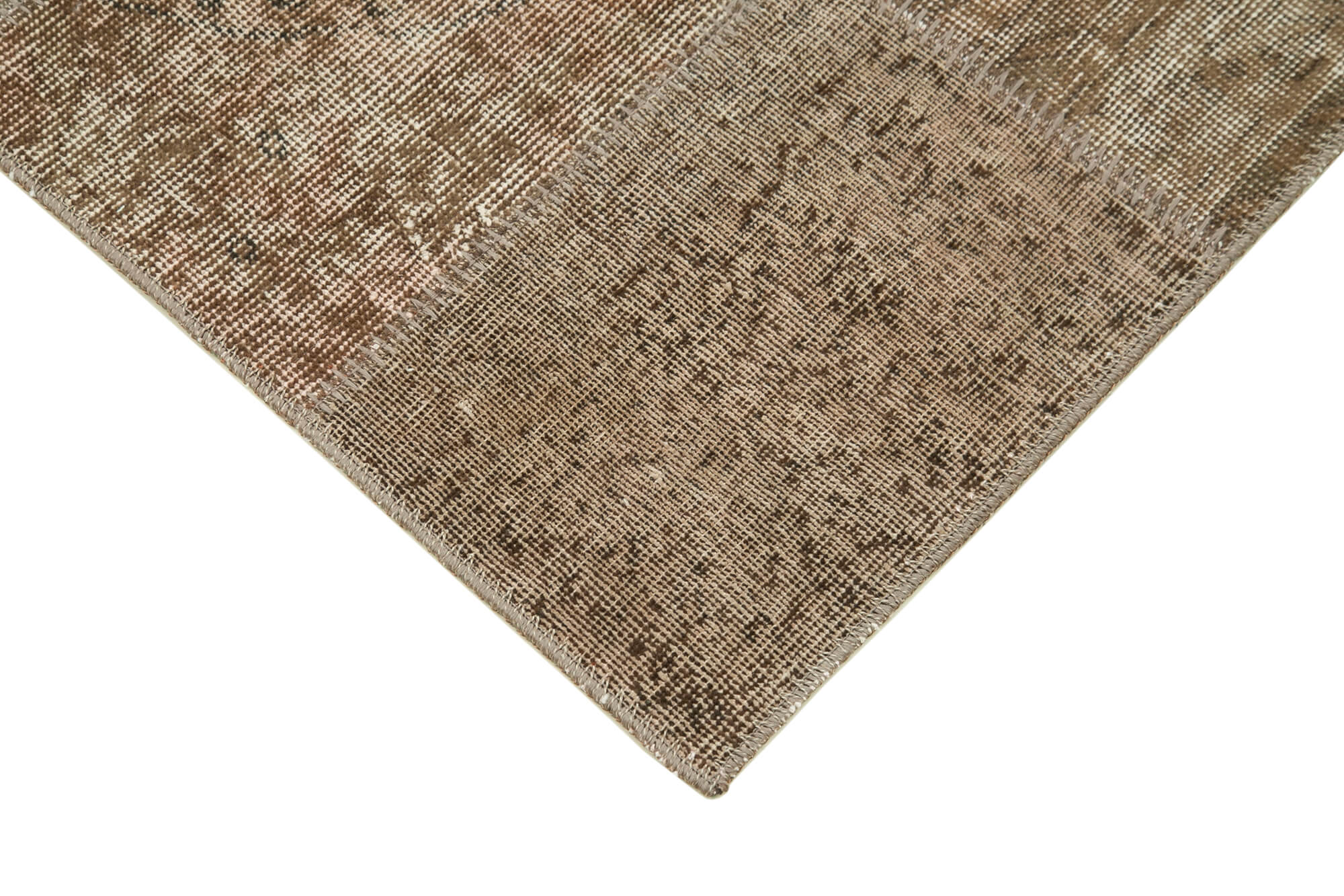 Handmade Patchwork Rug - Brown Vintage Area Rug 2'10''x9'11'' Cotton Wool Carpet
