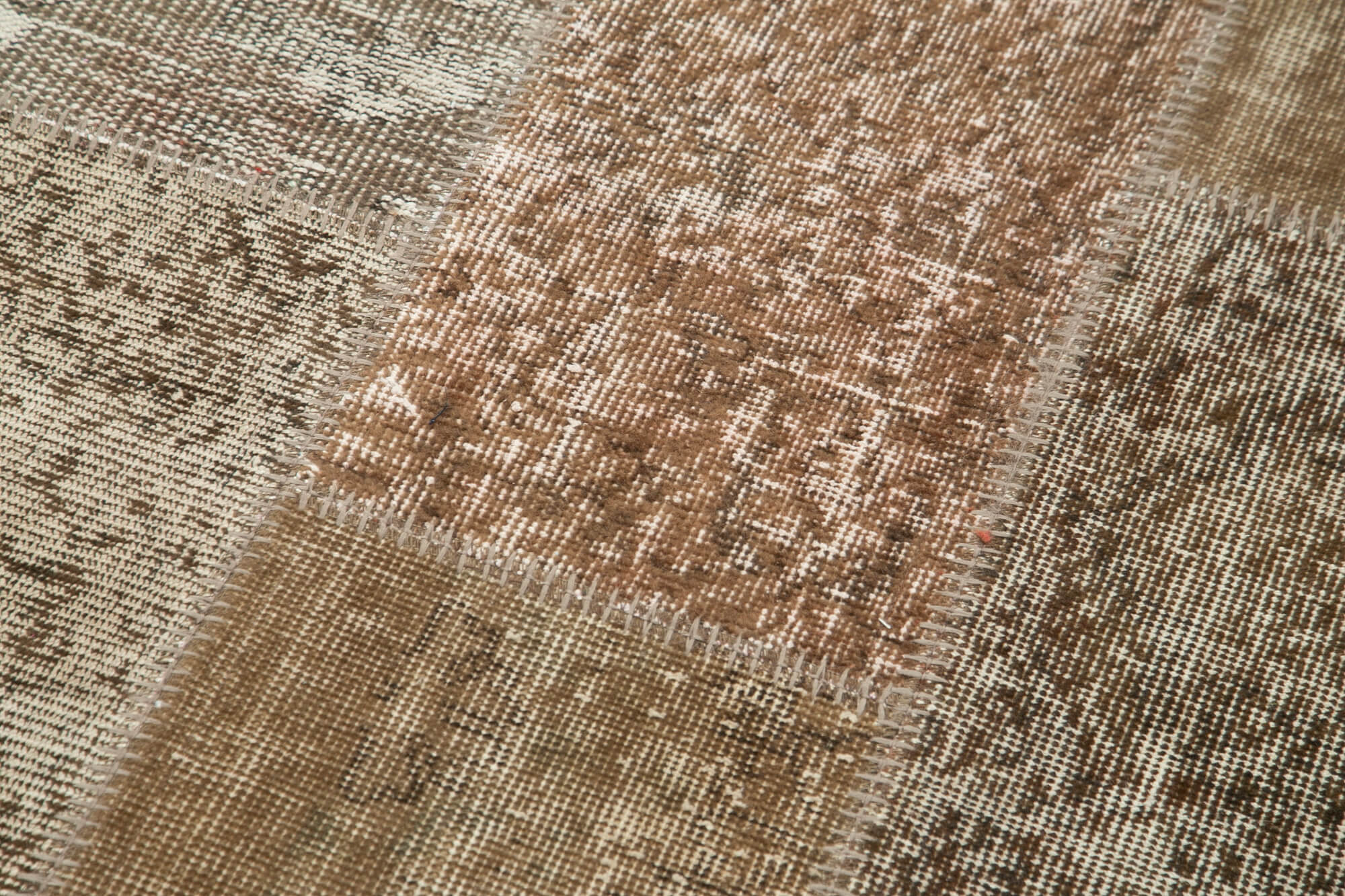 Handmade Patchwork Rug - Brown Vintage Area Rug 2'10''x9'11'' Cotton Wool Carpet