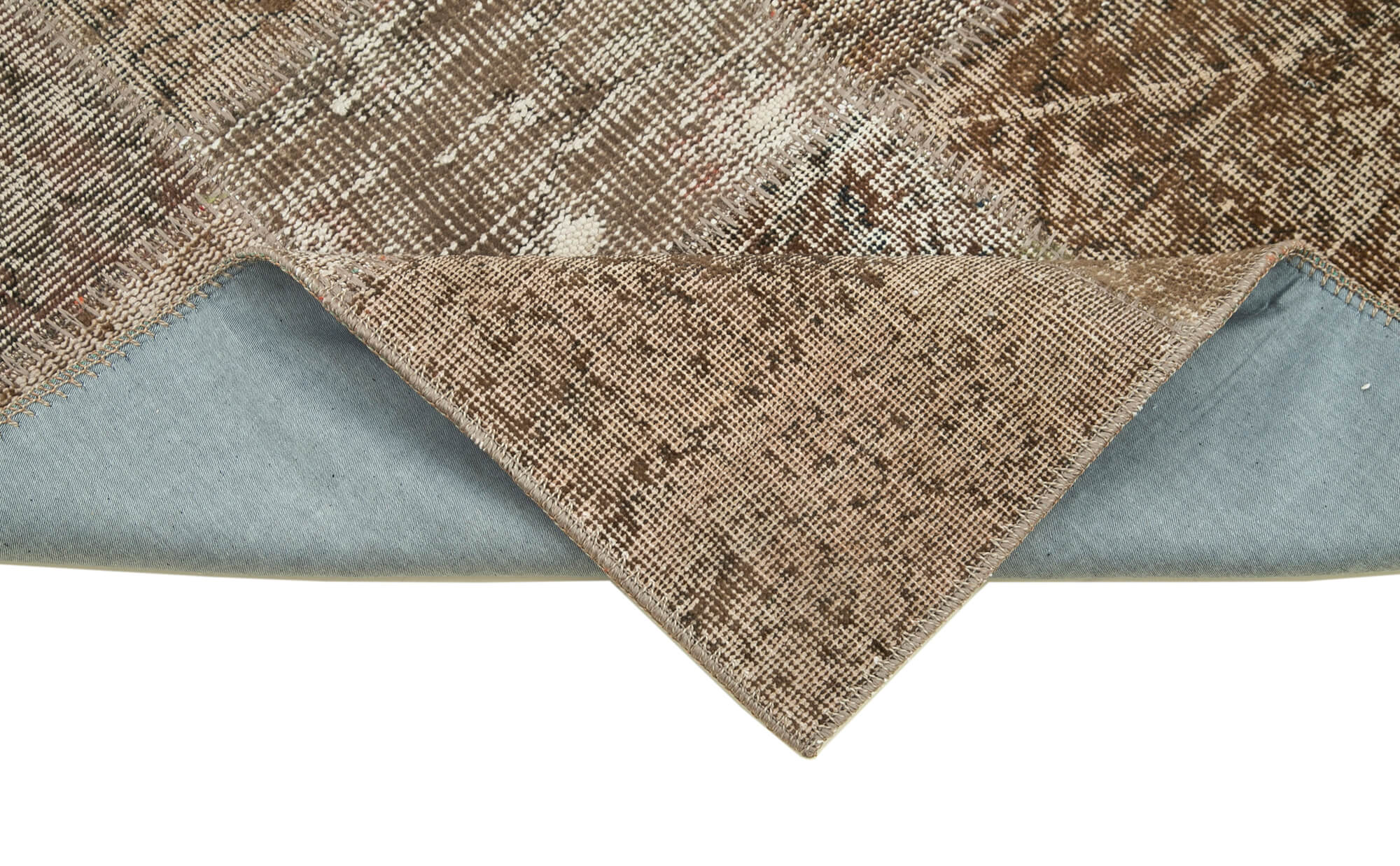 Handmade Patchwork Rug - Brown Vintage Area Rug 2'10''x9'11'' Cotton Wool Carpet