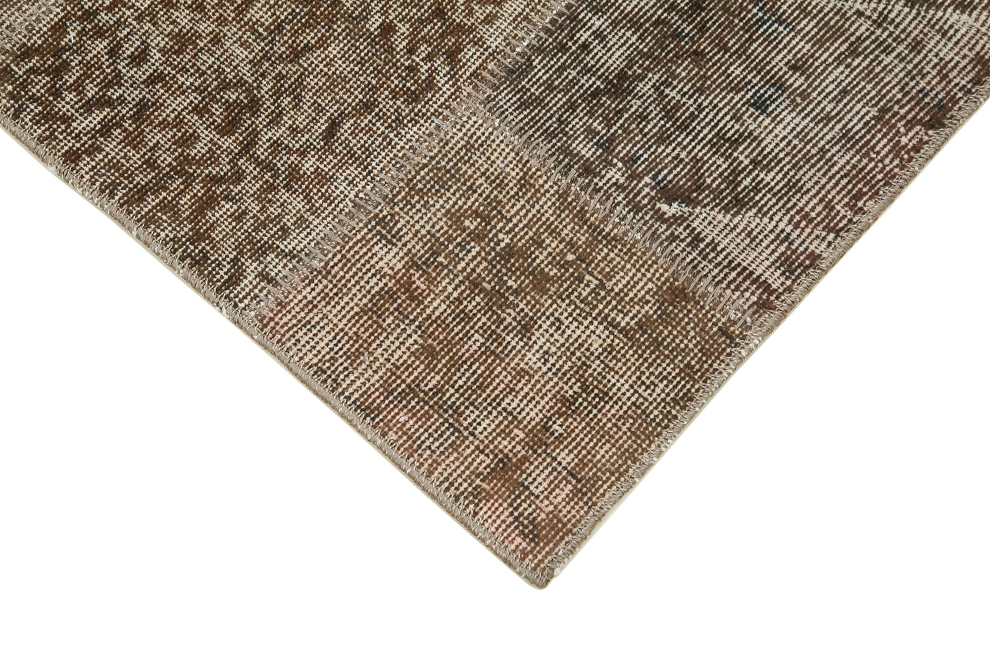 Handmade Patchwork Rug | Turkish Hand Knotted Brown Patchwork Carpet Runner