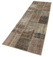 Handmade Wool Area Rug – Kirk Yama Brown Patchwork Cotton Wool Rug 2'10''x10'