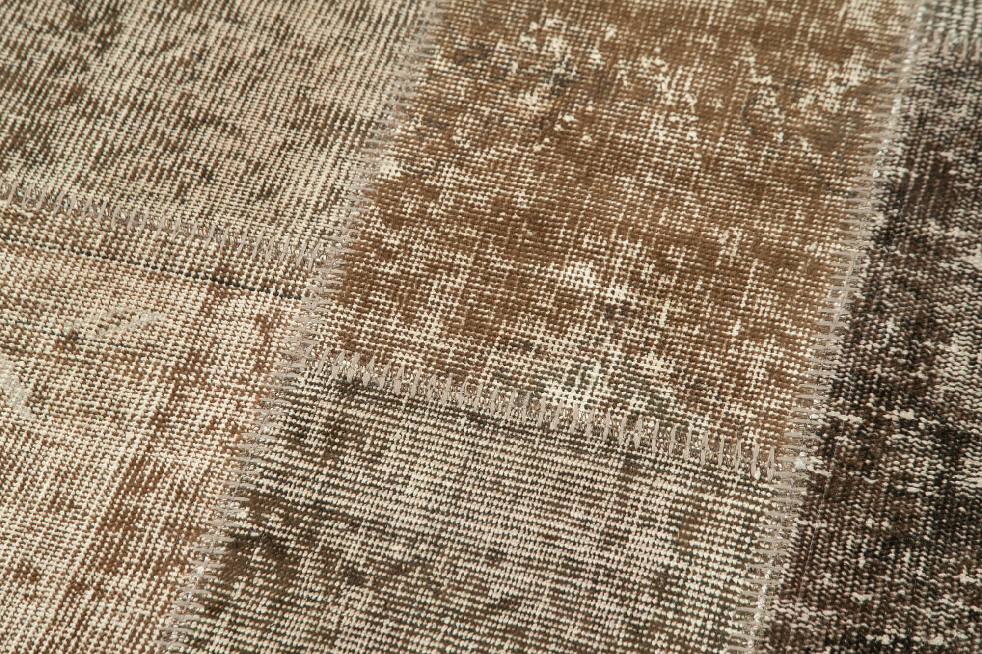 Handmade Wool Area Rug – Kirk Yama Brown Patchwork Cotton Wool Rug 2'10''x10'
