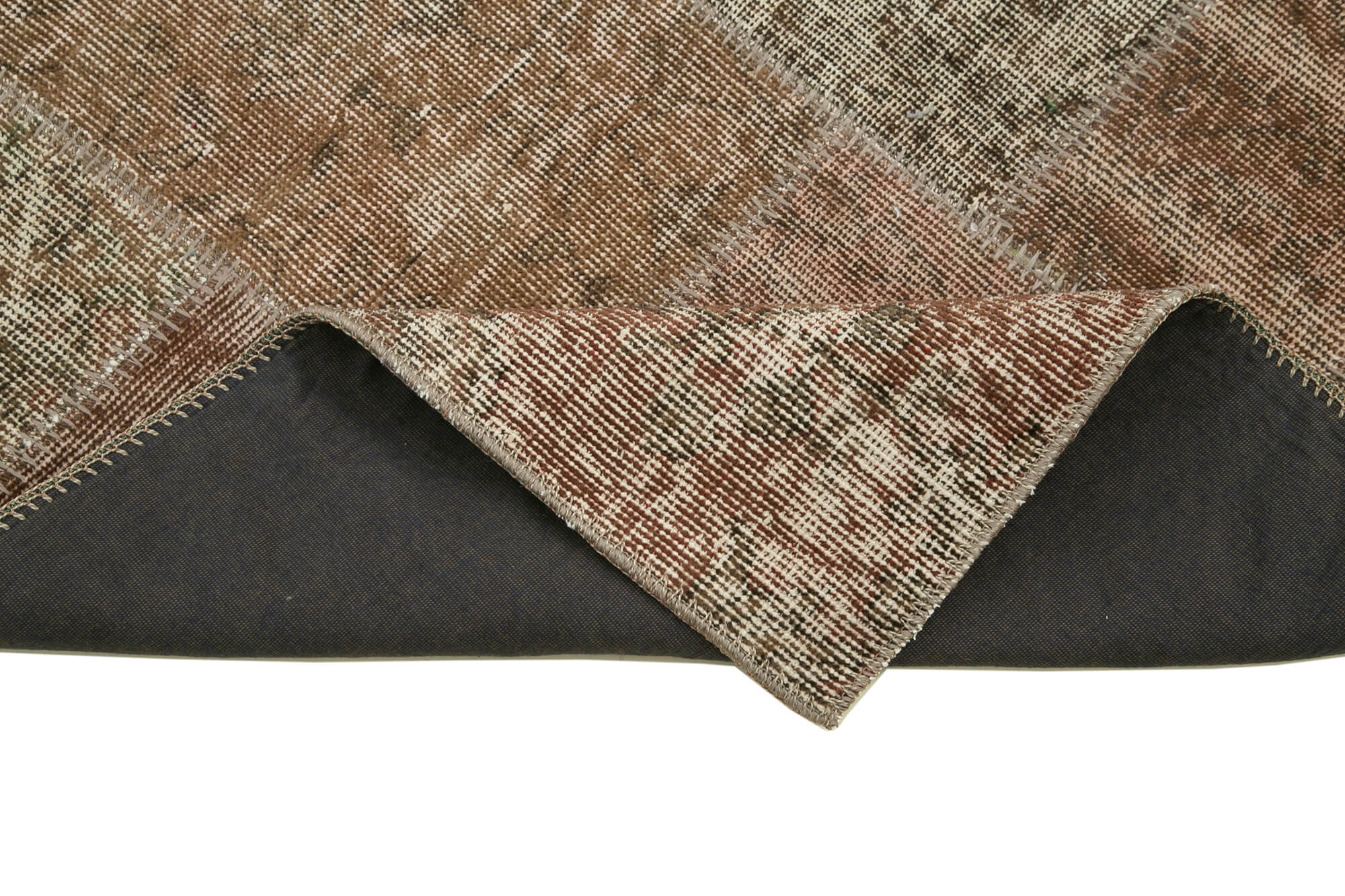 Handmade Wool Area Rug – Kirk Yama Brown Patchwork Cotton Wool Rug 2'10''x10'
