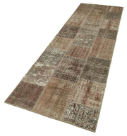 Handmade Patchwork Rug – Brown Cotton Wool Rug, Vintage Turkish Carpet 2'10''x10'