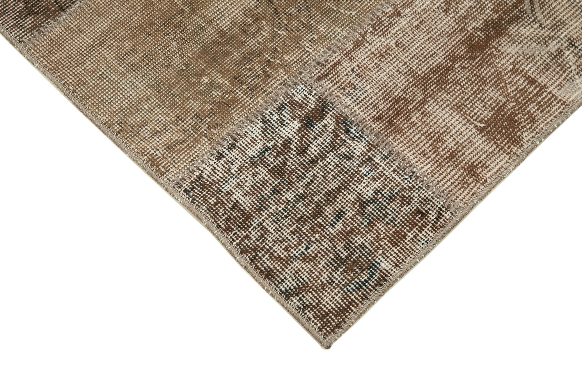 Handmade Patchwork Rug – Brown Cotton Wool Rug, Vintage Turkish Carpet 2'10''x10'