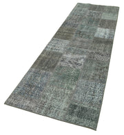 Handmade Wool Area Rug – Kirk Yama Grey Patchwork Carpet 2'9''x10'0'' Cotton Wool