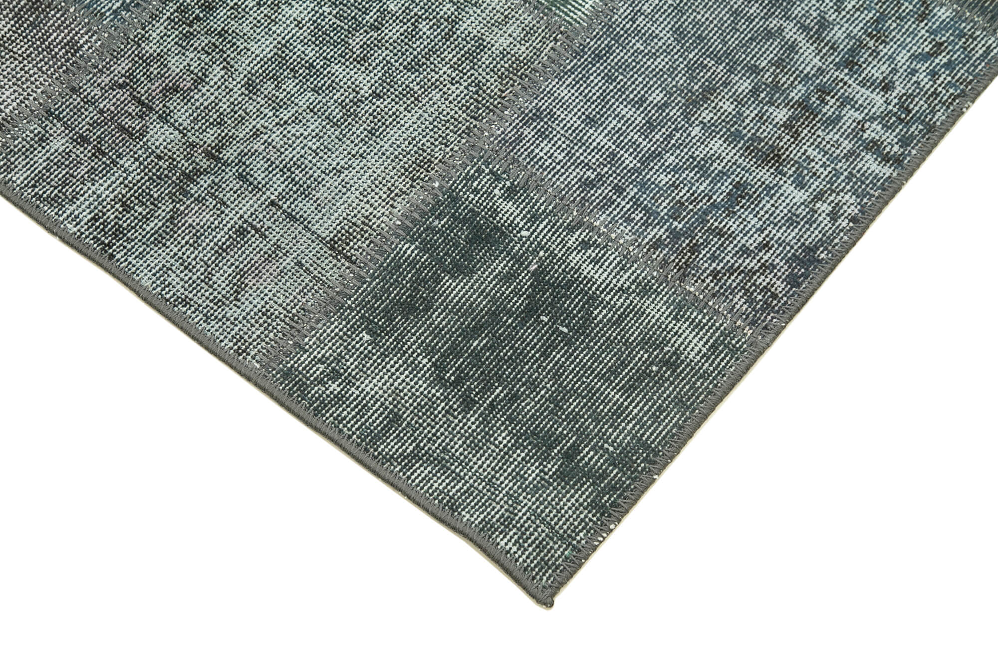 Handmade Wool Area Rug – Kirk Yama Grey Patchwork Carpet 2'9''x10'0'' Cotton Wool