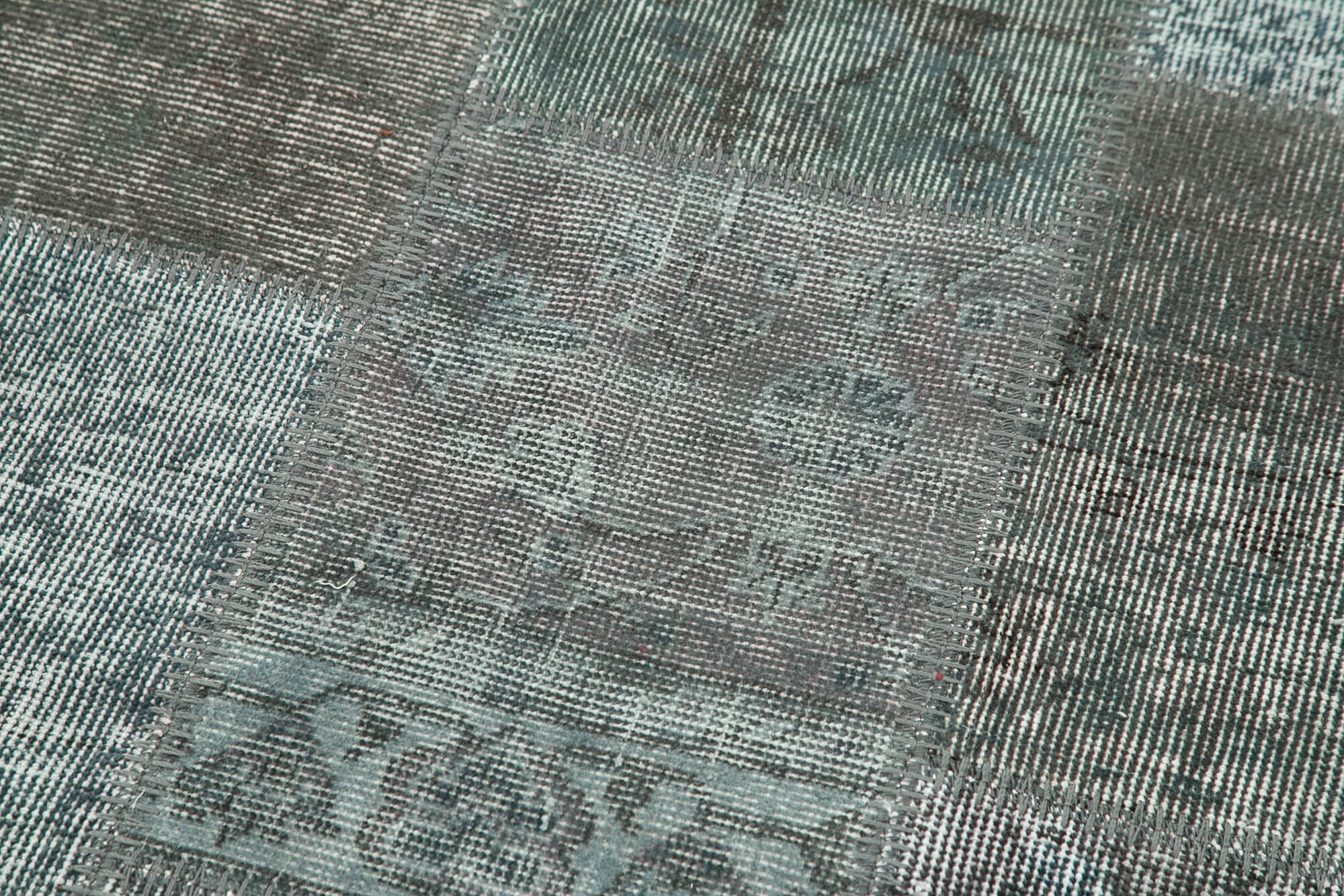 Handmade Wool Area Rug – Kirk Yama Grey Patchwork Carpet 2'9''x10'0'' Cotton Wool